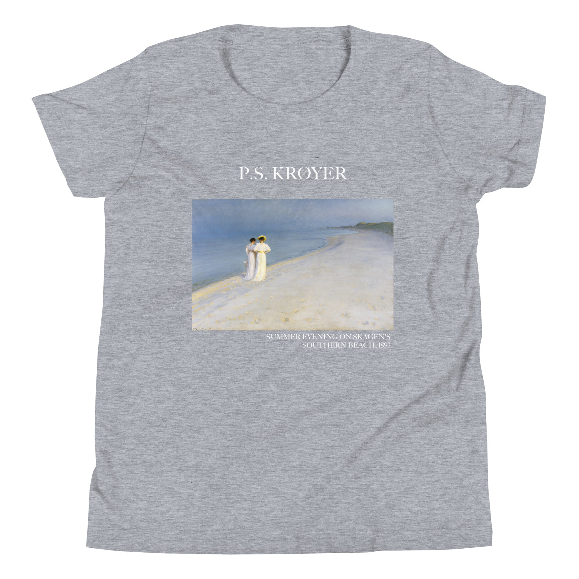 P.S. Krøyer 'Summer Evening on Skagen's Southern Beach' Famous Painting Short Sleeve T-Shirt | Premium Youth Art Tee