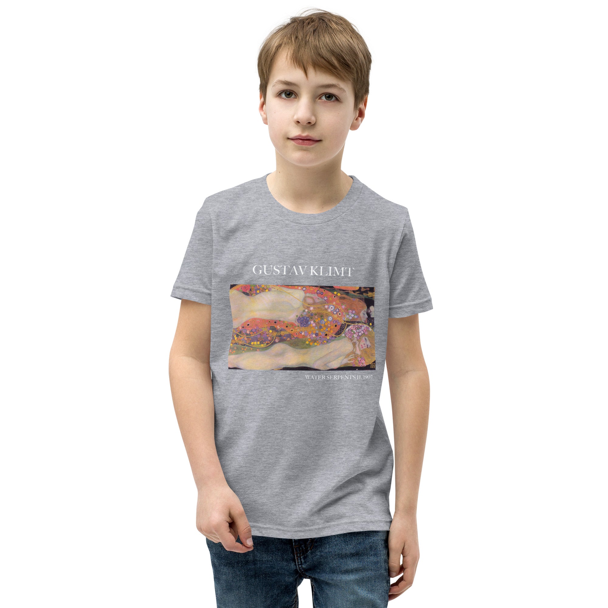 Gustav Klimt 'Water Serpents II' Famous Painting Short Sleeve T-Shirt | Premium Youth Art Tee