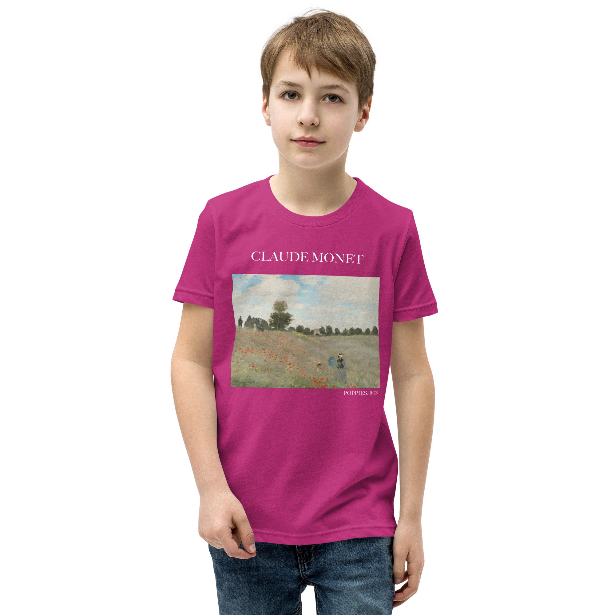 Claude Monet 'Poppies' Famous Painting Short Sleeve T-Shirt | Premium Youth Art Tee