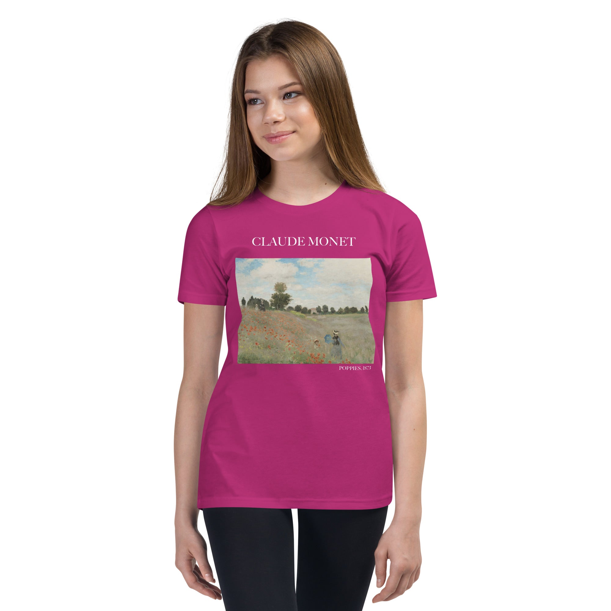 Claude Monet 'Poppies' Famous Painting Short Sleeve T-Shirt | Premium Youth Art Tee