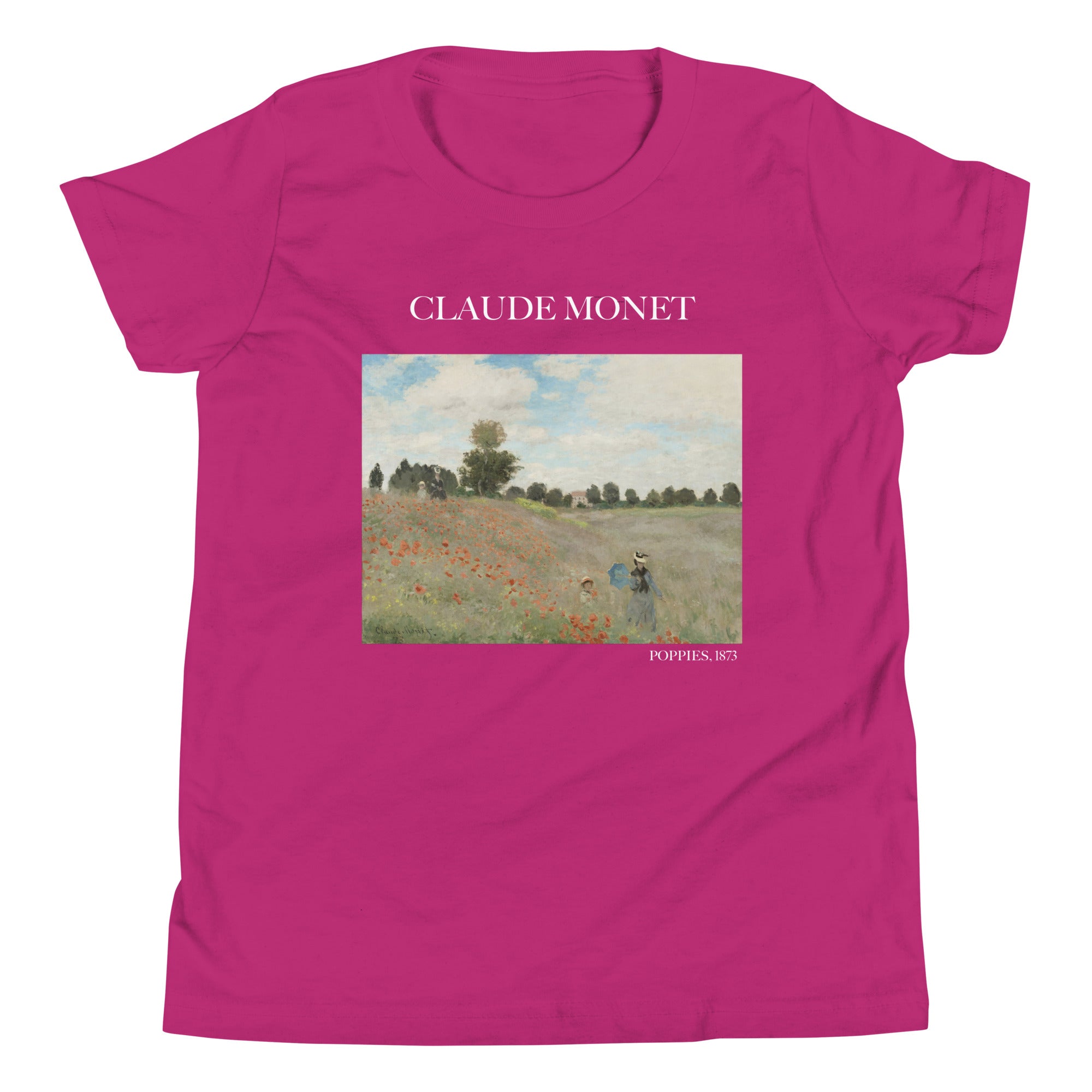 Claude Monet 'Poppies' Famous Painting Short Sleeve T-Shirt | Premium Youth Art Tee