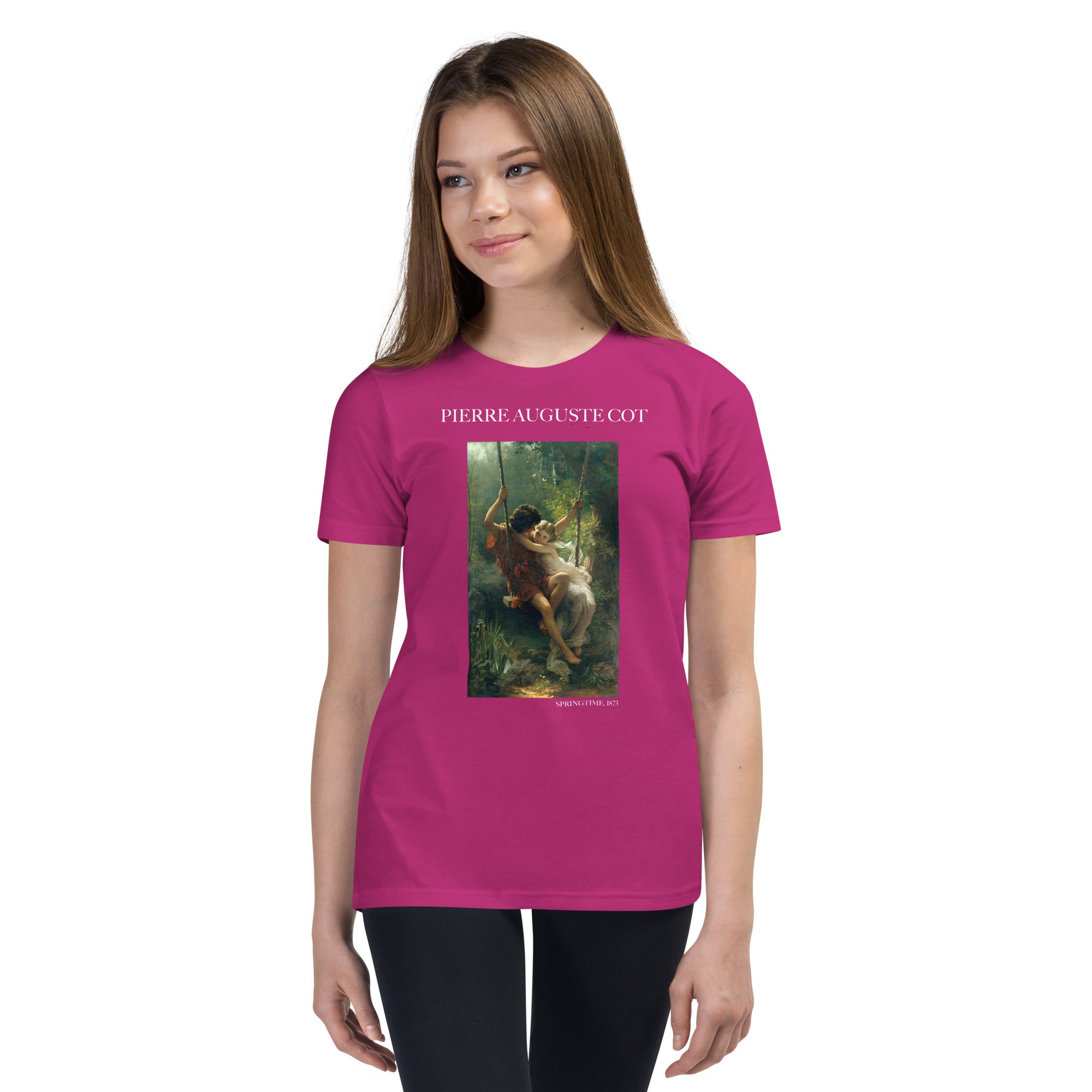 Pierre Auguste Cot 'Frühling' berühmtes Gemälde Kurzarm-T-Shirt | Premium Jugend Kunst T-Shirt