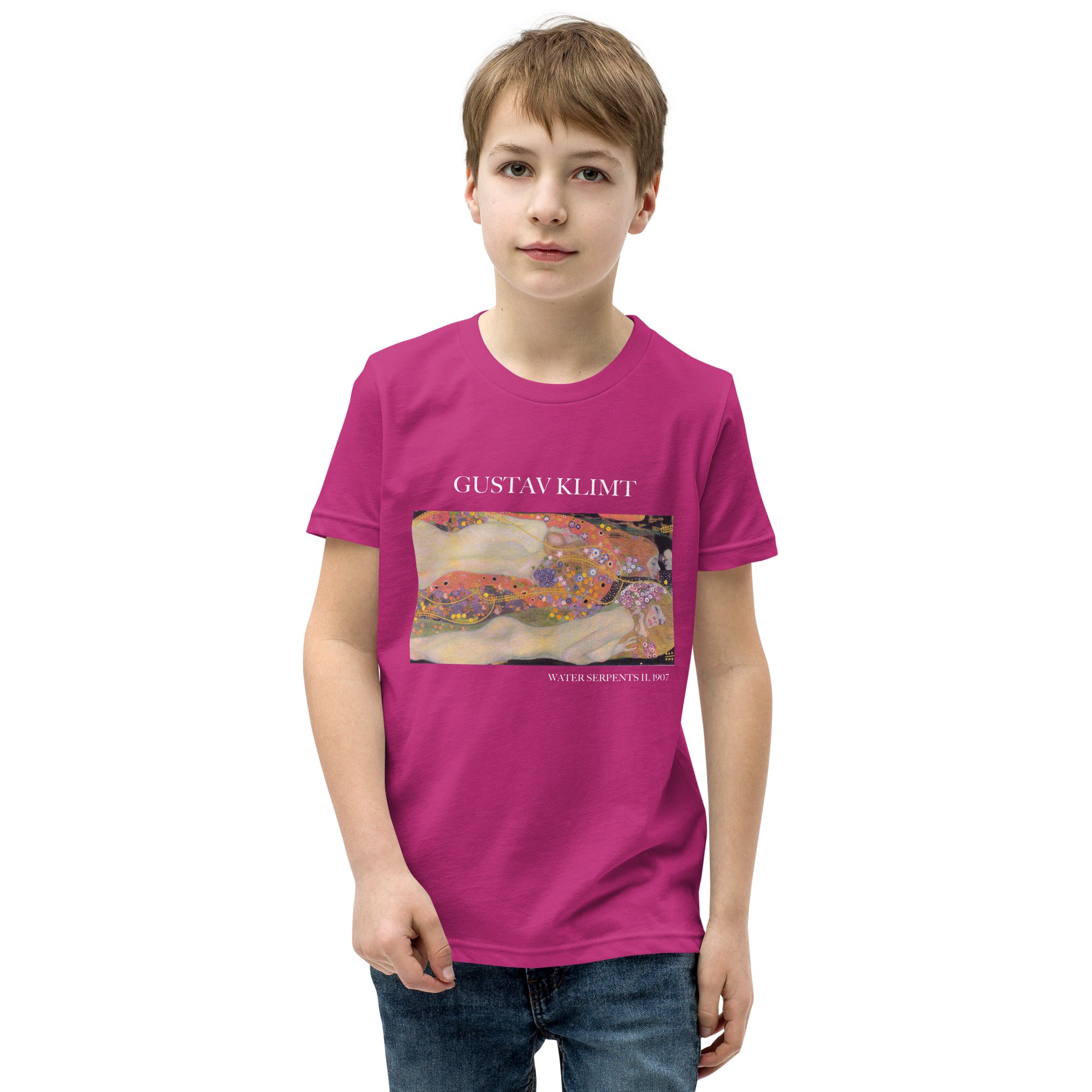 Gustav Klimt 'Water Serpents II' Famous Painting Short Sleeve T-Shirt | Premium Youth Art Tee