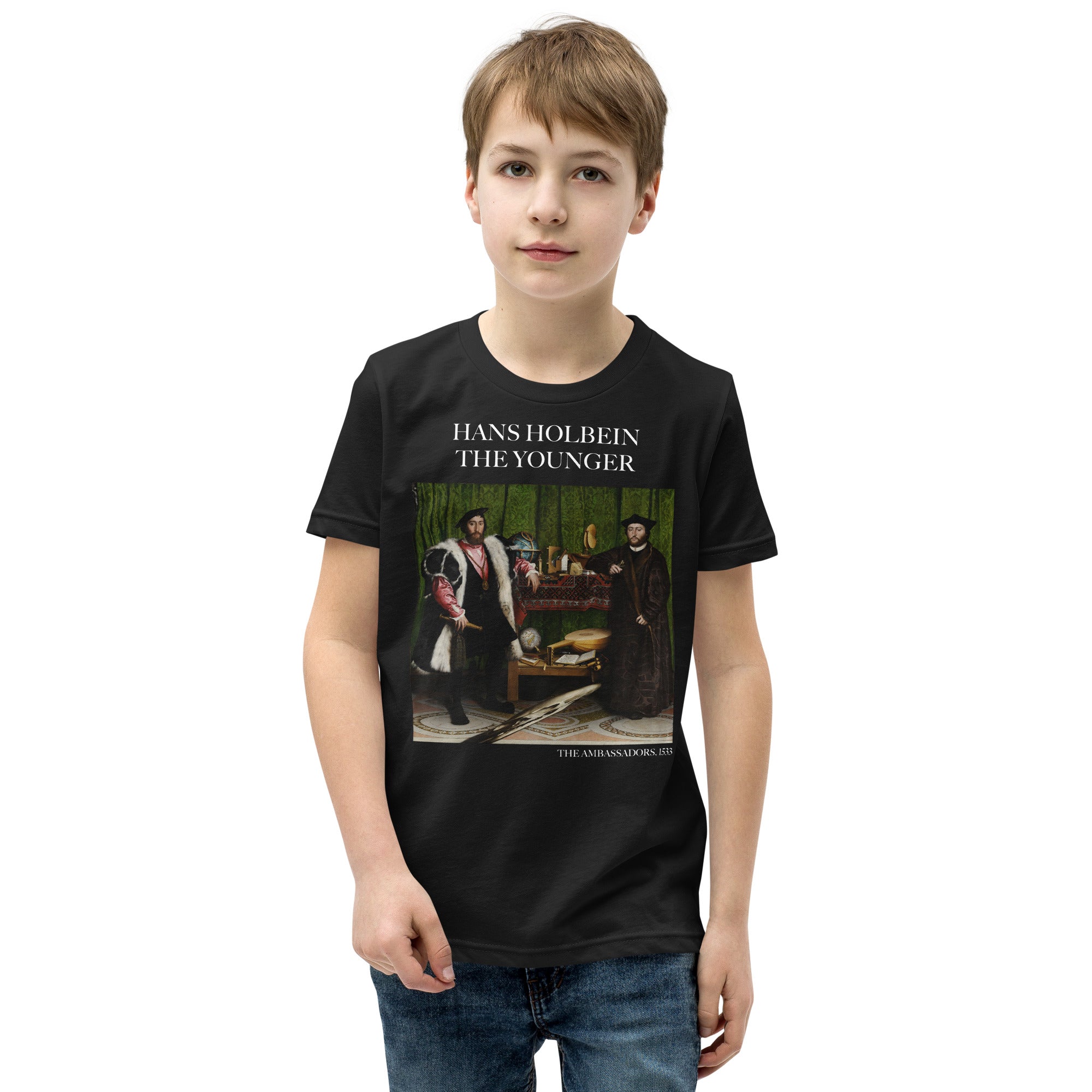 Hans Holbein the Younger 'The Ambassadors' Famous Painting Short Sleeve T-Shirt | Premium Youth Art Tee