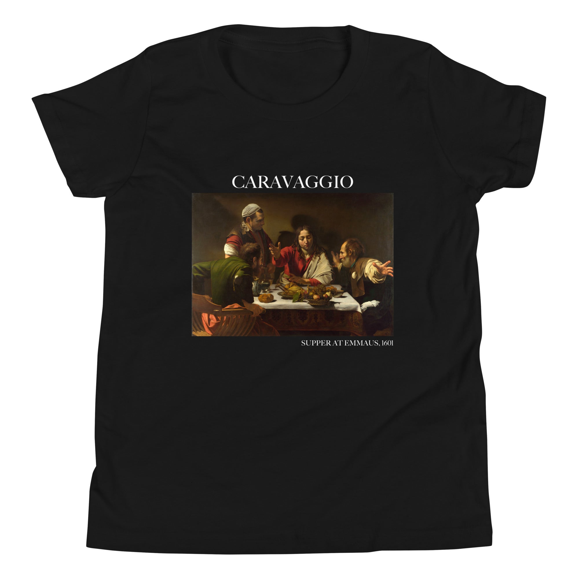 Caravaggio 'Abendmahl in Emmaus' Berühmtes Gemälde Kurzärmeliges T-Shirt | Premium Jugend Kunst T-Shirt