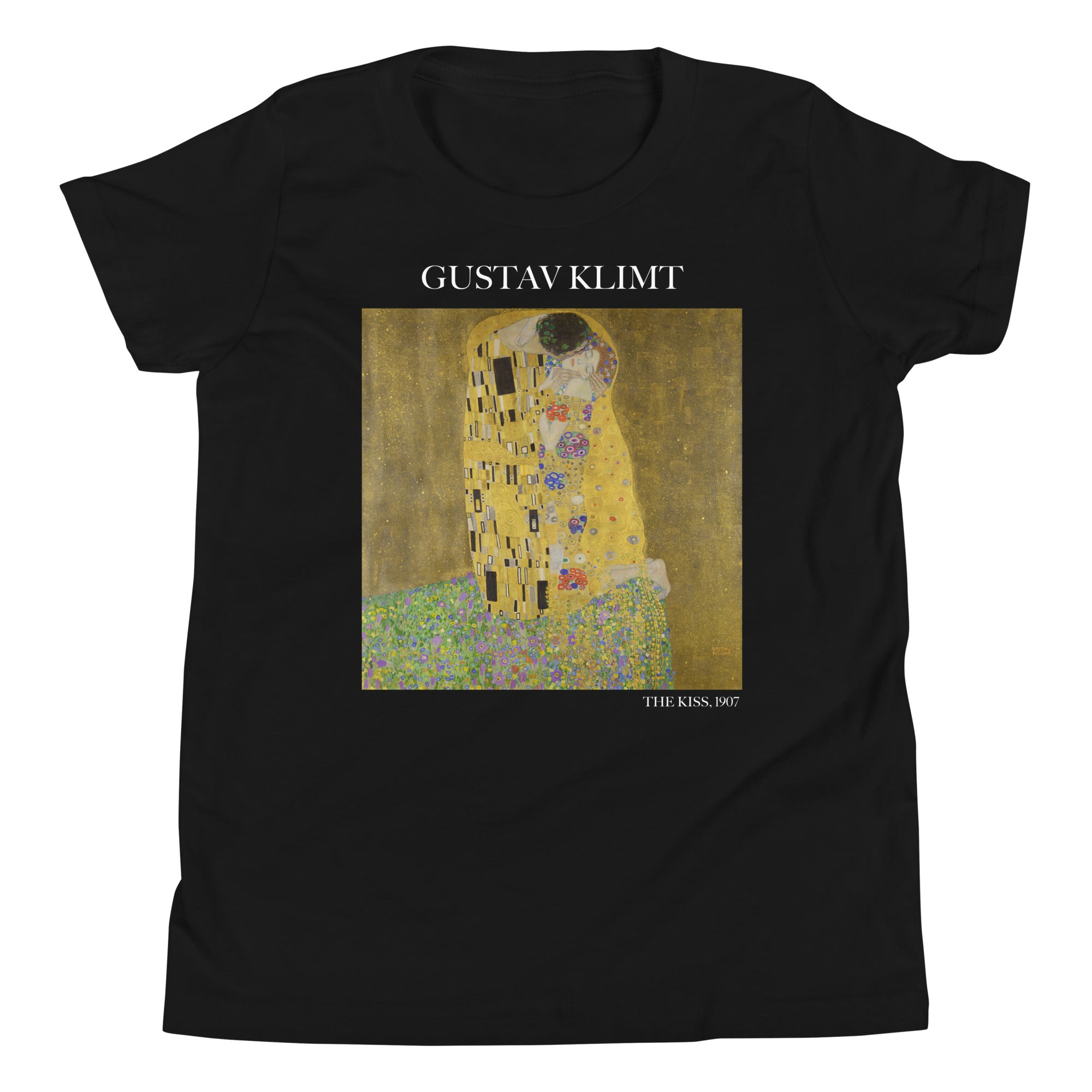 Gustav Klimt 'The Kiss' Famous Painting Short Sleeve T-Shirt | Premium Youth Art Tee