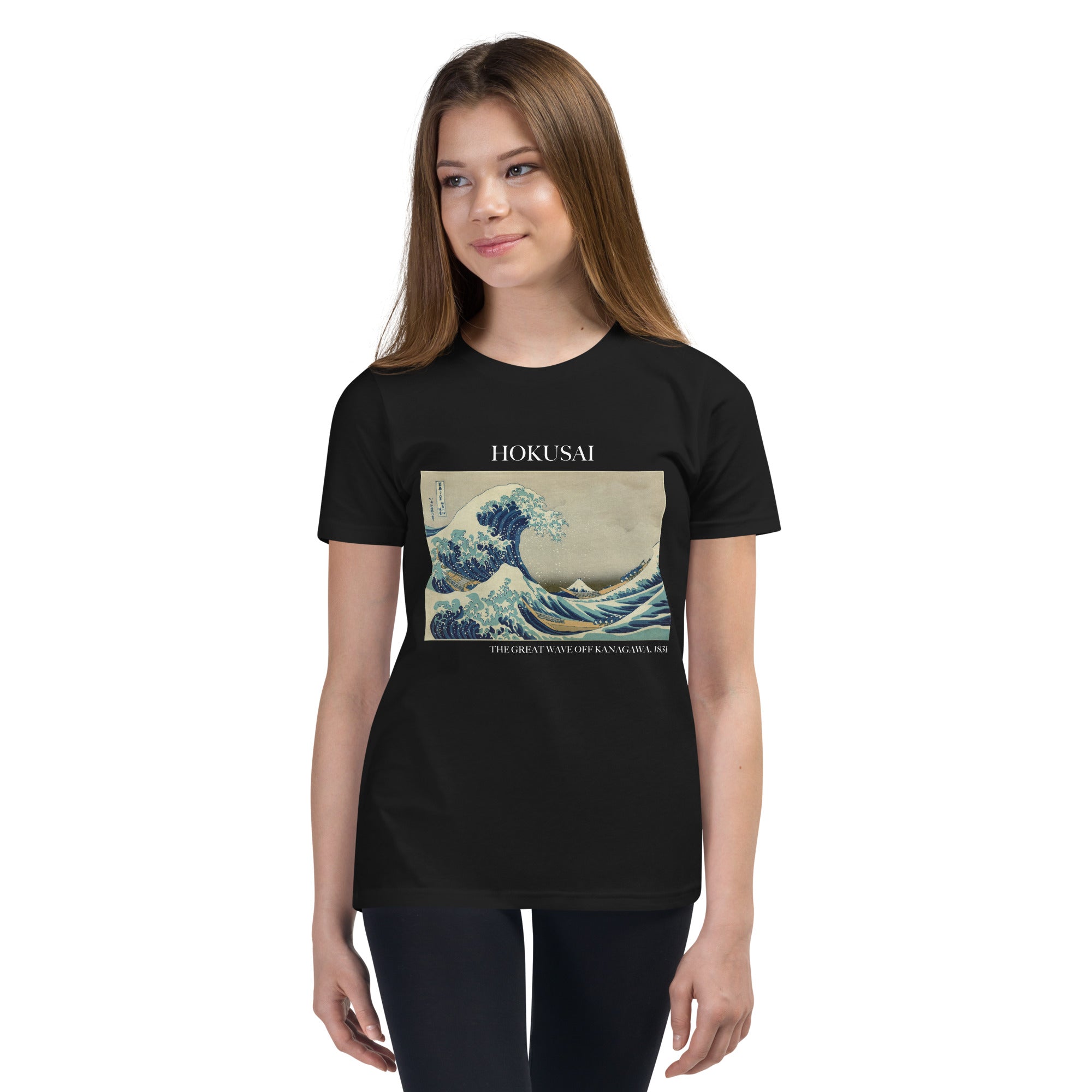 Hokusai „Die große Welle vor Kanagawa“, berühmtes Gemälde, kurzärmeliges T-Shirt | Premium-Kunst-T-Shirt für Jugendliche