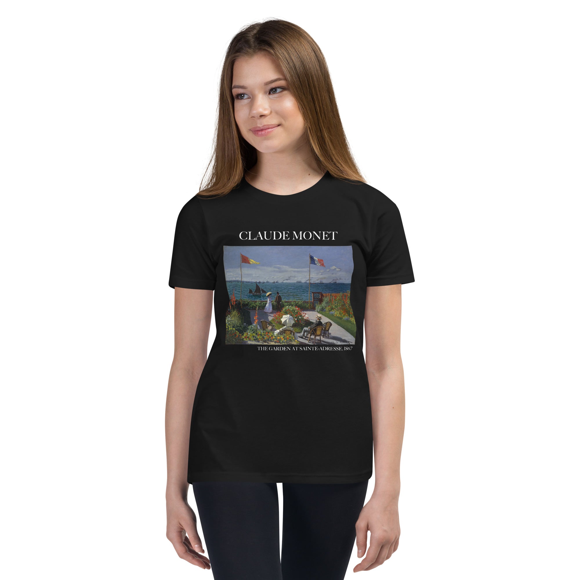 Claude Monet „Der Garten in Sainte-Adresse“, berühmtes Gemälde, kurzärmeliges T-Shirt | Premium-Kunst-T-Shirt für Jugendliche
