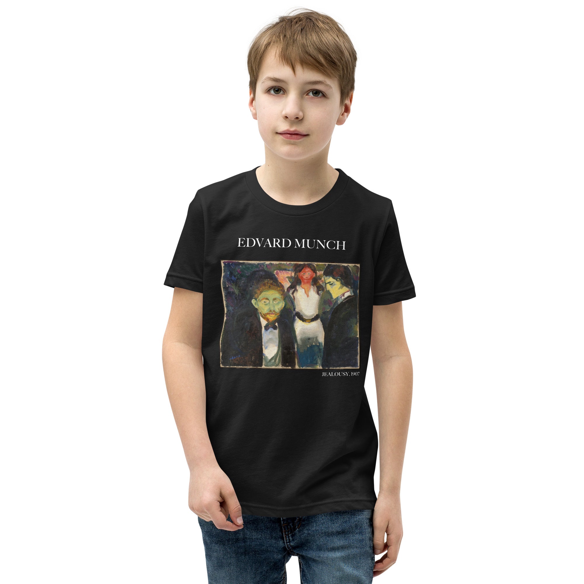 Edvard Munch 'Jealousy' Famous Painting Short Sleeve T-Shirt | Premium Youth Art Tee