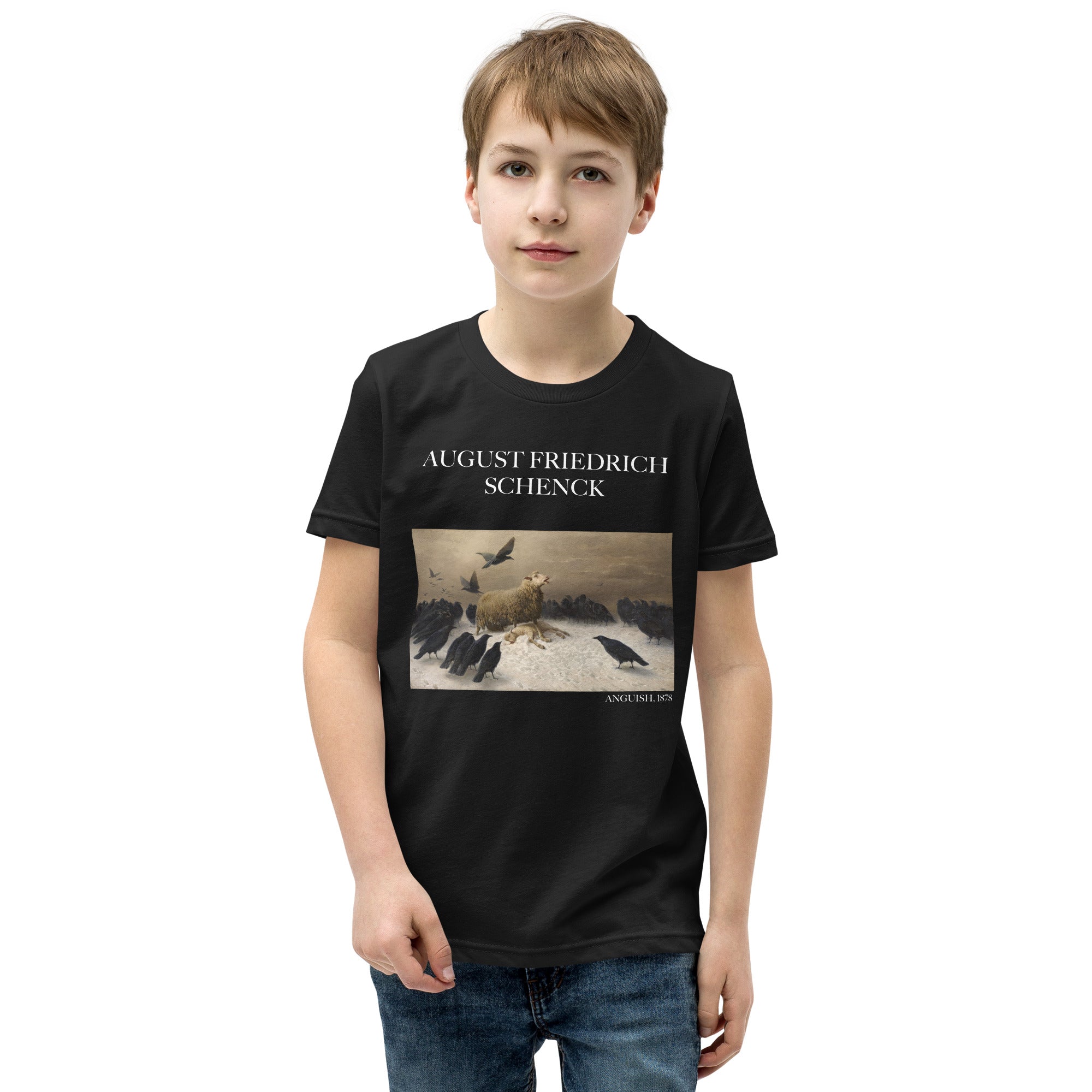 August Friedrich Schenck 'Anguish' Berühmtes Gemälde Kurzärmeliges T-Shirt | Premium Jugend Kunst T-Shirt