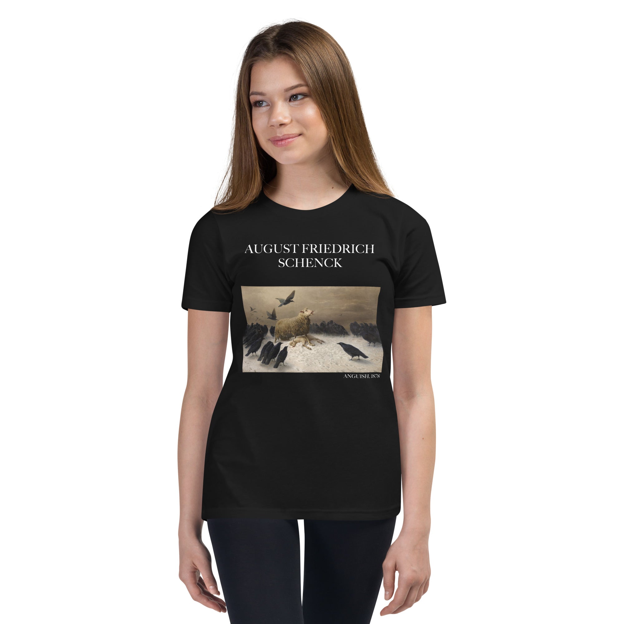 August Friedrich Schenck 'Anguish' Berühmtes Gemälde Kurzärmeliges T-Shirt | Premium Jugend Kunst T-Shirt