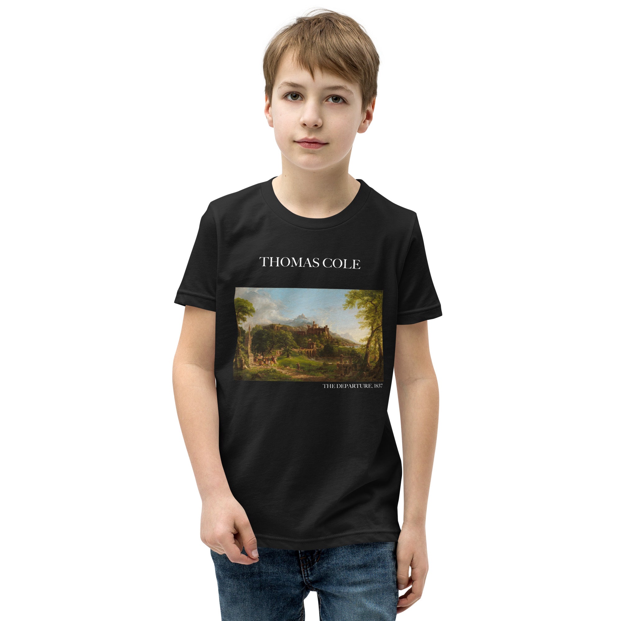 Thomas Cole 'The Departure' Famous Painting Short Sleeve T-Shirt | Premium Youth Art Tee