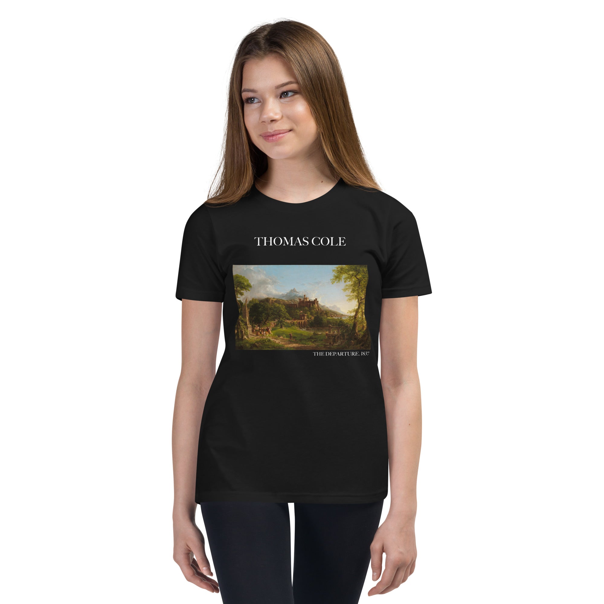 Thomas Cole 'The Departure' Famous Painting Short Sleeve T-Shirt | Premium Youth Art Tee