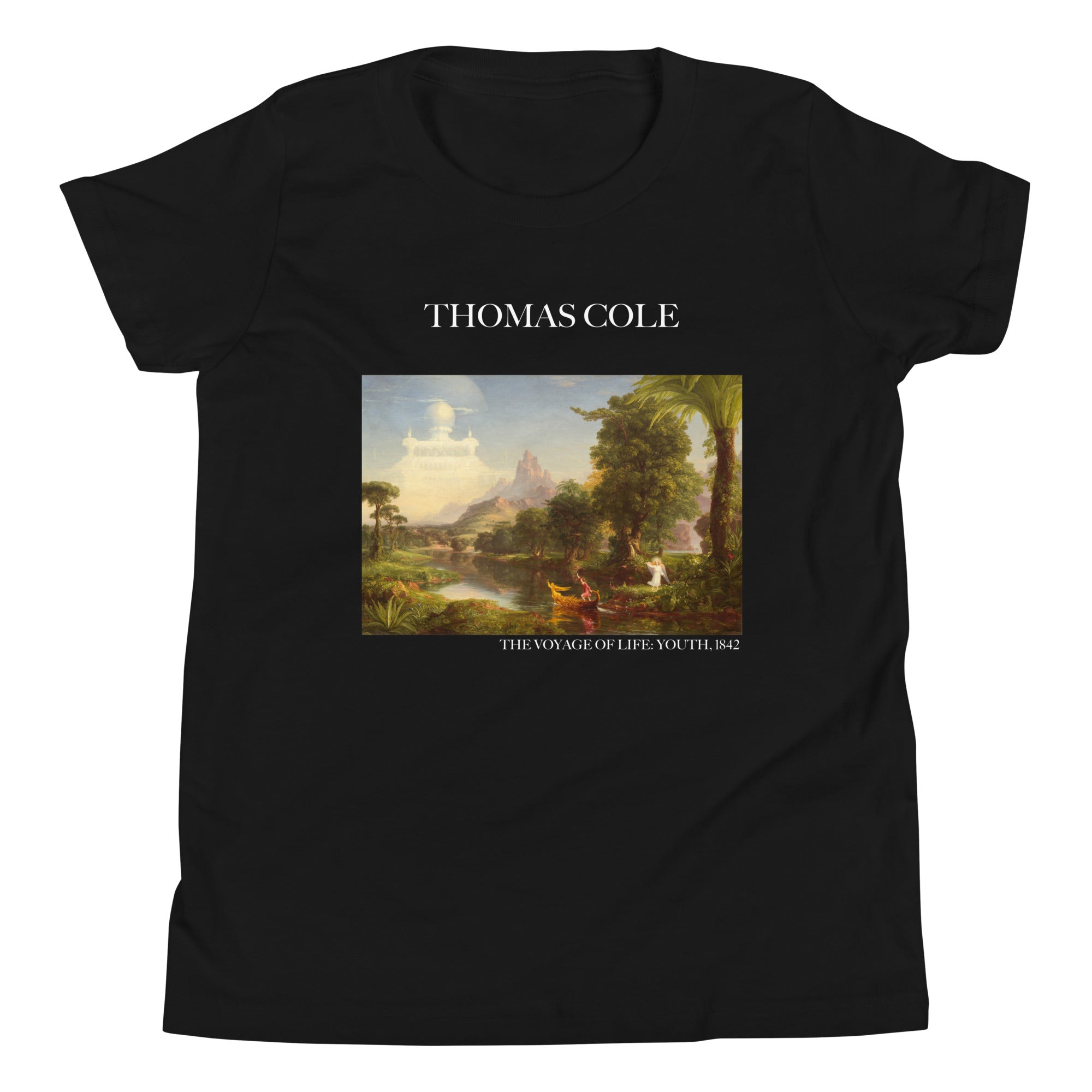 Thomas Cole „Die Reise des Lebens: Jugend“ Berühmtes Gemälde Kurzärmeliges T-Shirt | Premium Jugend-Kunst-T-Shirt