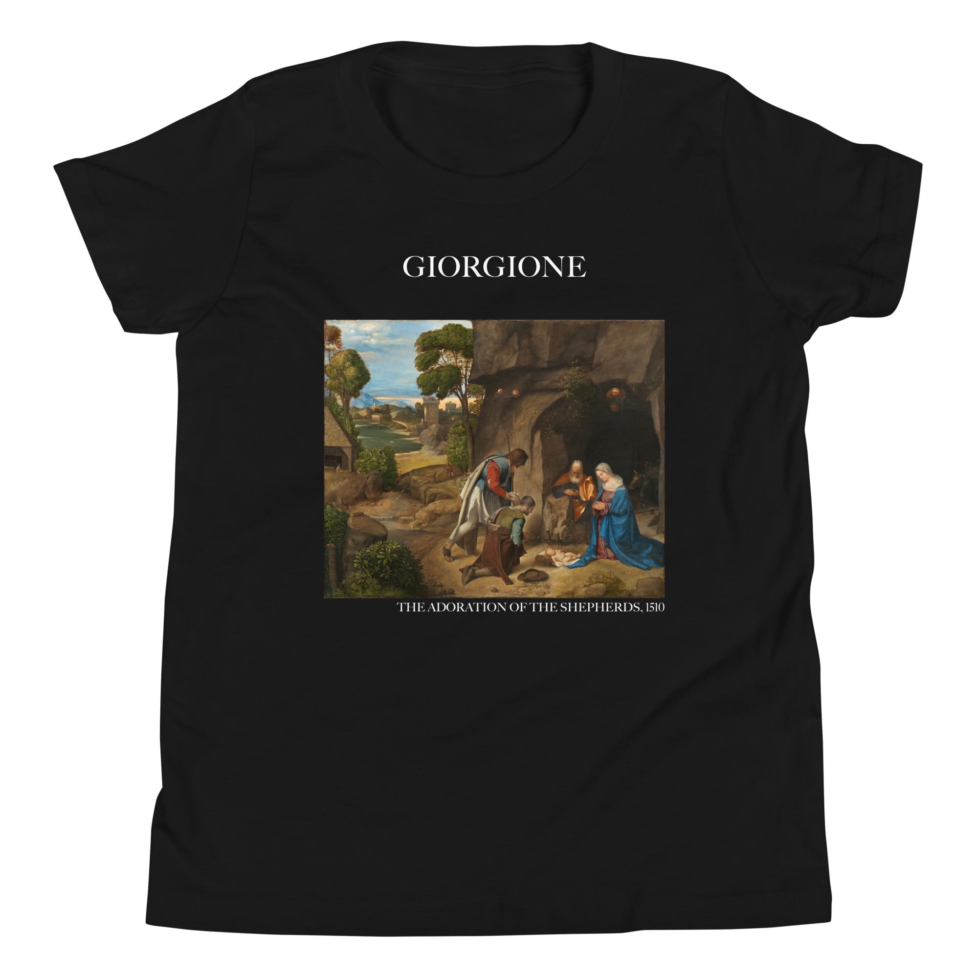 Giorgione „Die Anbetung der Hirten“, berühmtes Gemälde, kurzärmeliges T-Shirt | Premium-Kunst-T-Shirt für Jugendliche