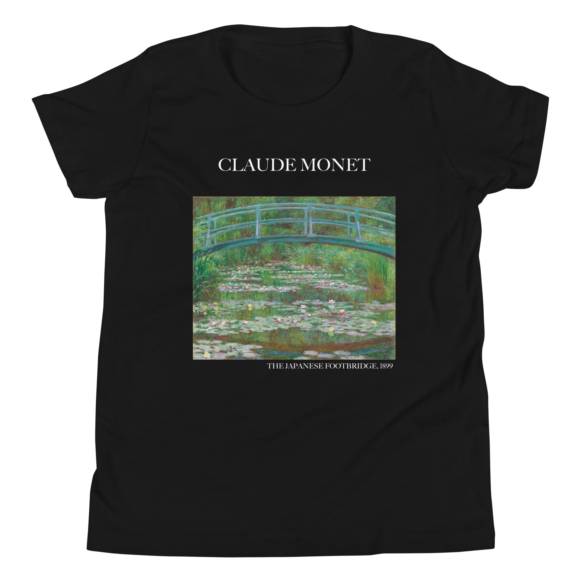 Claude Monet 'The Japanese Footbridge' Famous Painting Short Sleeve T-Shirt | Premium Youth Art Tee