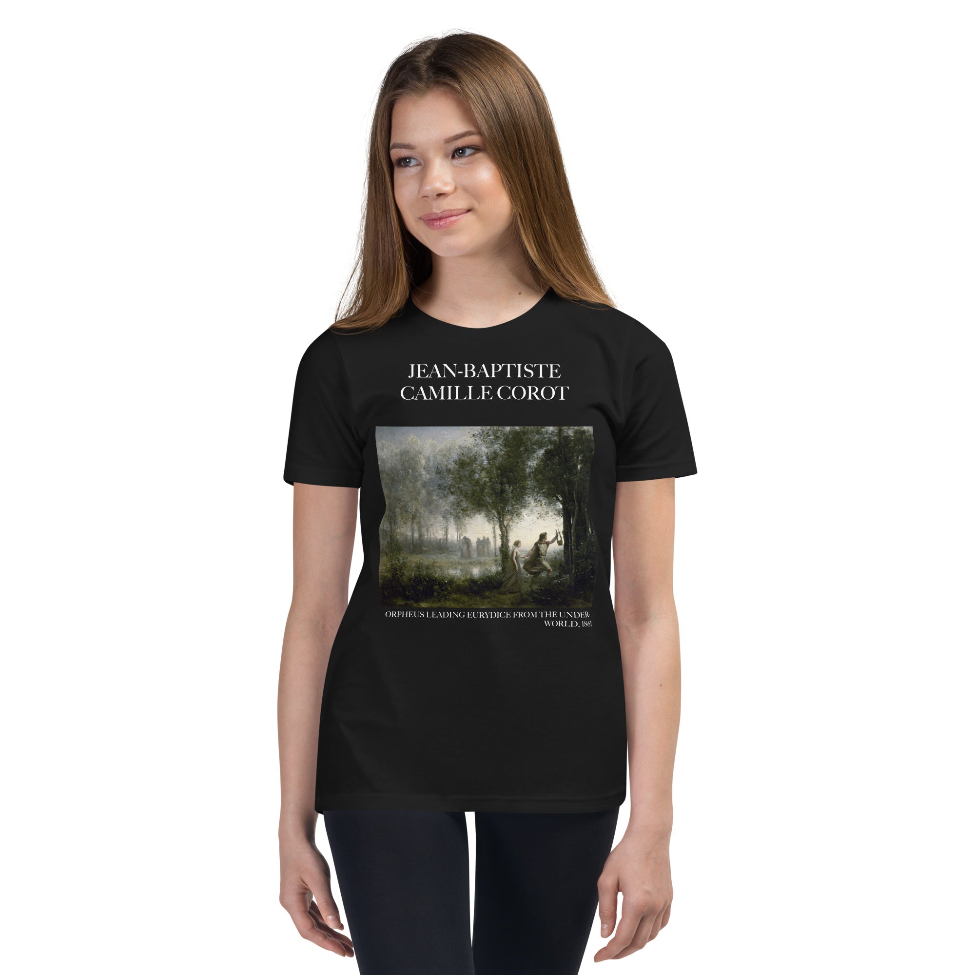 Jean-Baptiste Camille Corot 'Orpheus führt Eurydike aus der Unterwelt' Berühmtes Gemälde Kurzärmeliges T-Shirt | Premium Jugend Art T-Shirt