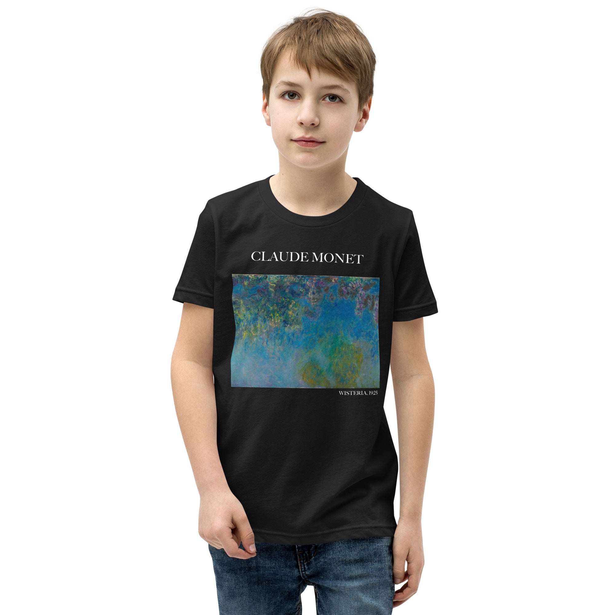 Claude Monet 'Wisteria' Famous Painting Short Sleeve T-Shirt | Premium Youth Art Tee