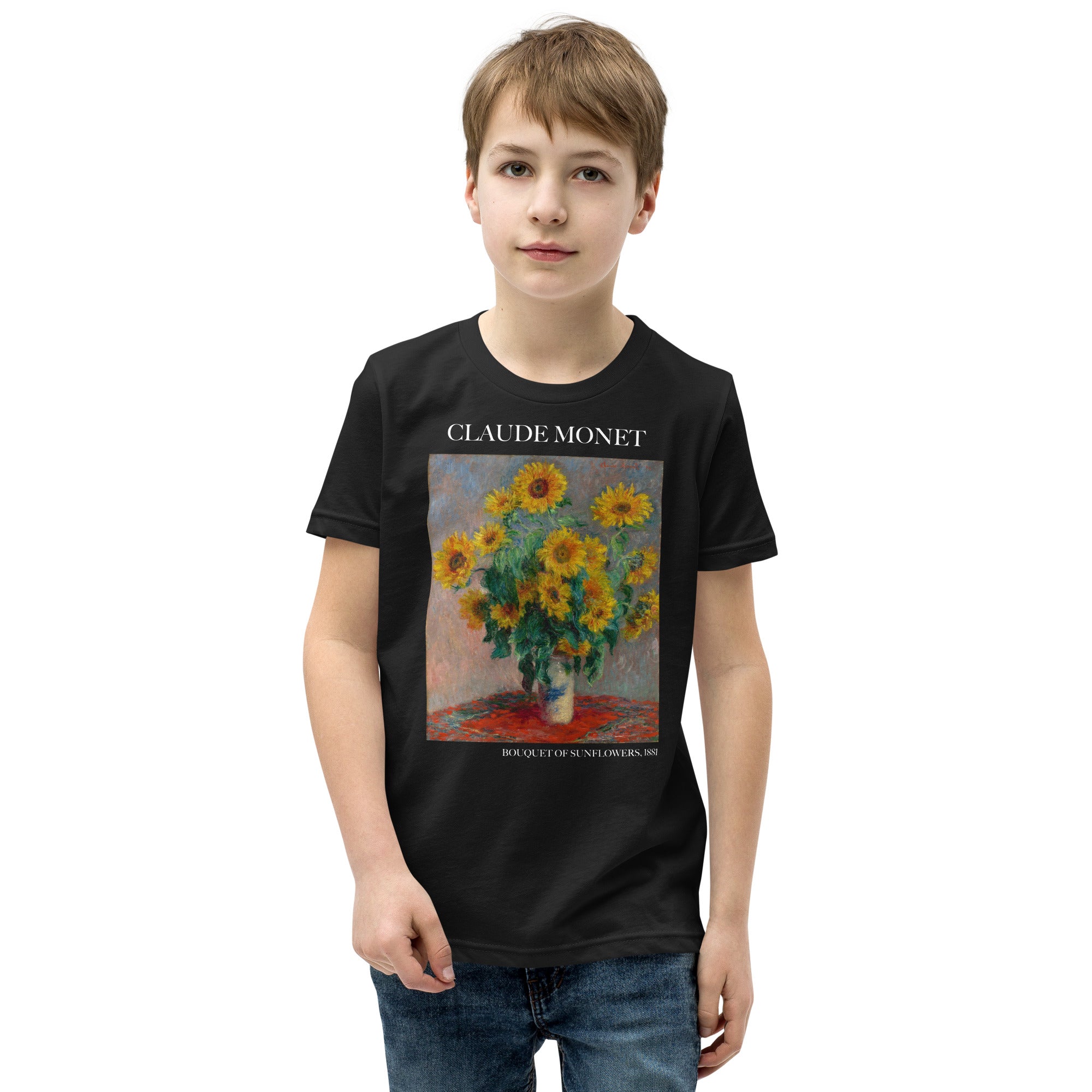Claude Monet „Sonnenblumenstrauß“, berühmtes Gemälde, kurzärmeliges T-Shirt, Premium-Kunst-T-Shirt für Jugendliche