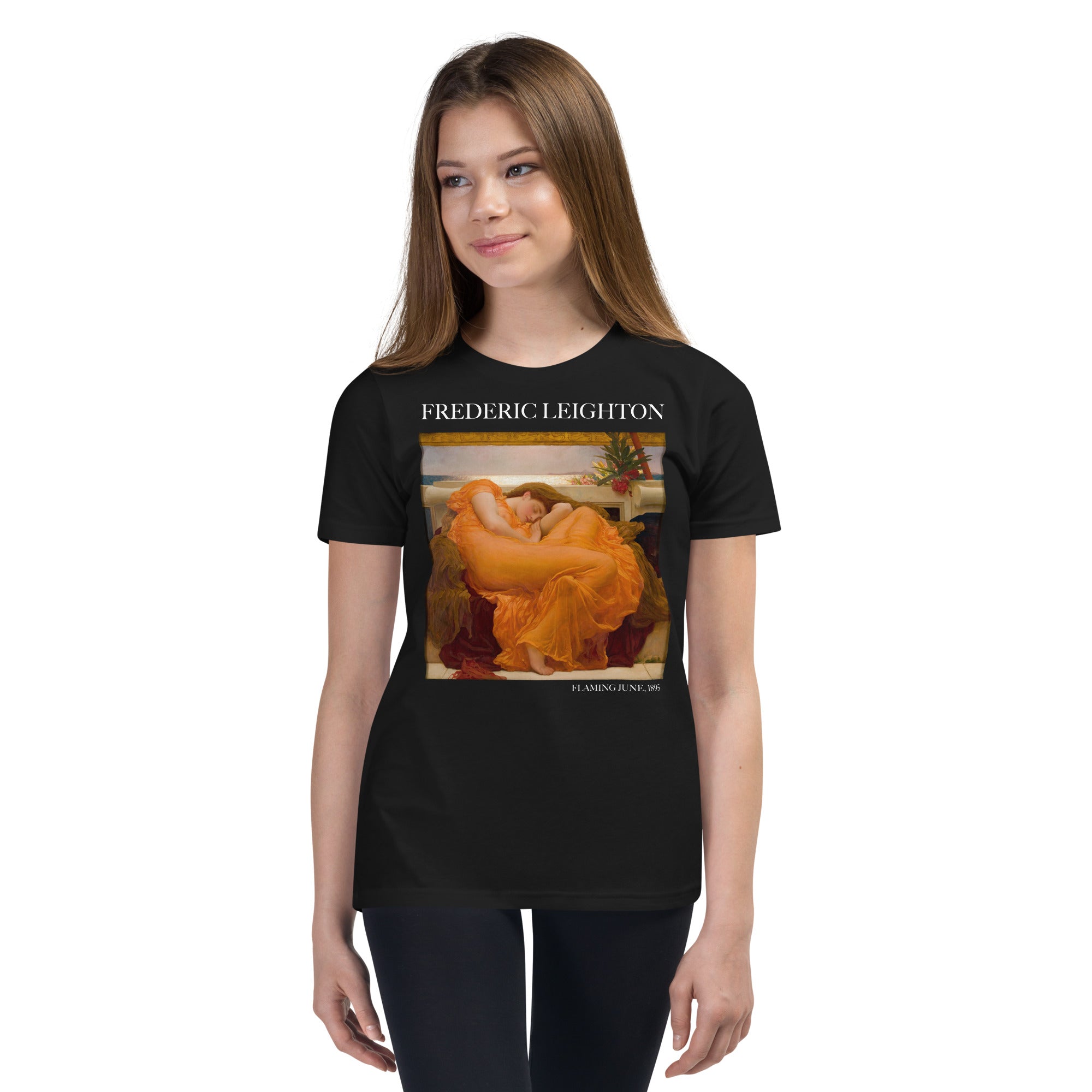 Frederic Leighton 'Flaming June' Berühmtes Gemälde Kurzärmeliges T-Shirt | Premium Jugend Art T-Shirt