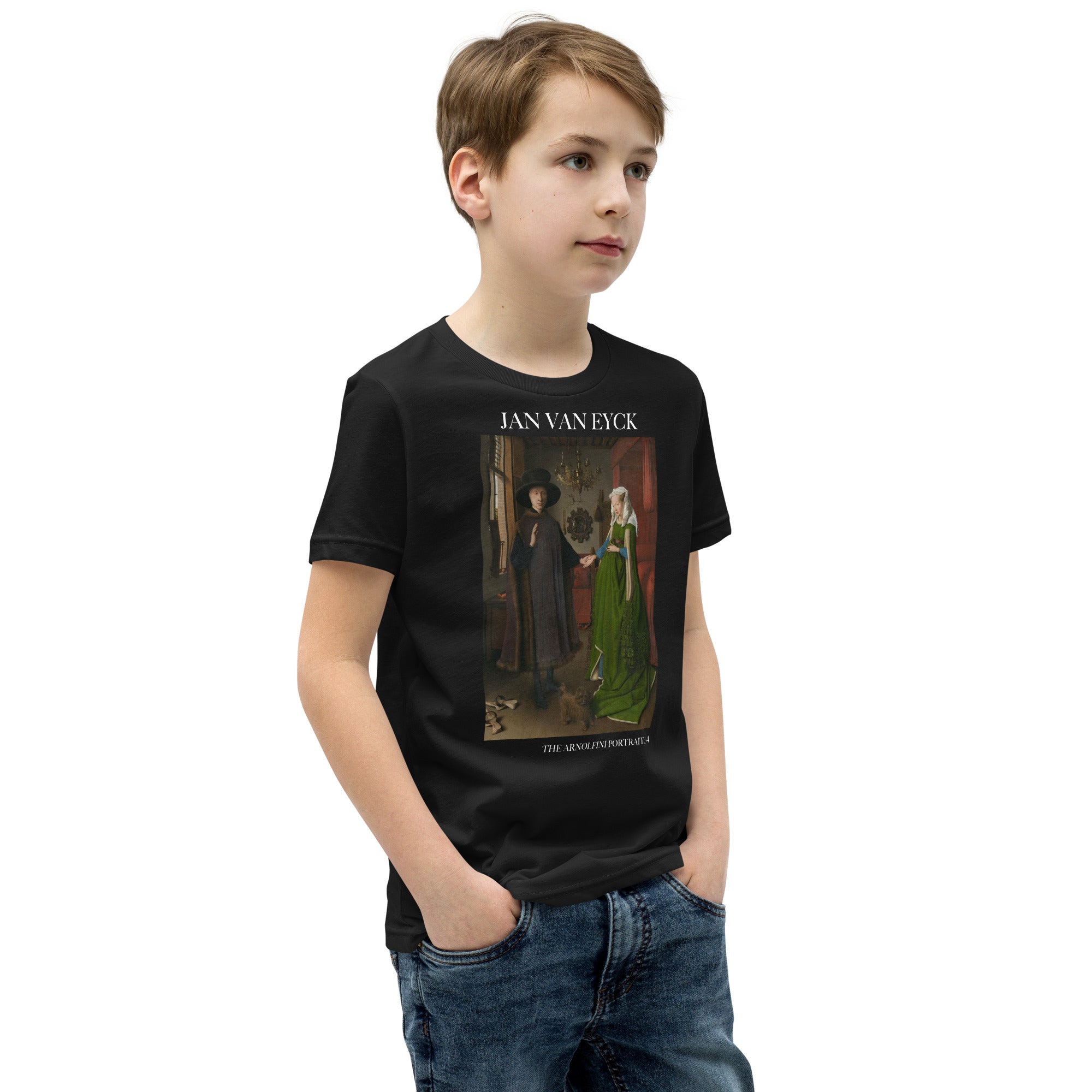 Jan van Eyck 'The Arnolfini Portrait' Famous Painting Short Sleeve T-Shirt | Premium Youth Art Tee