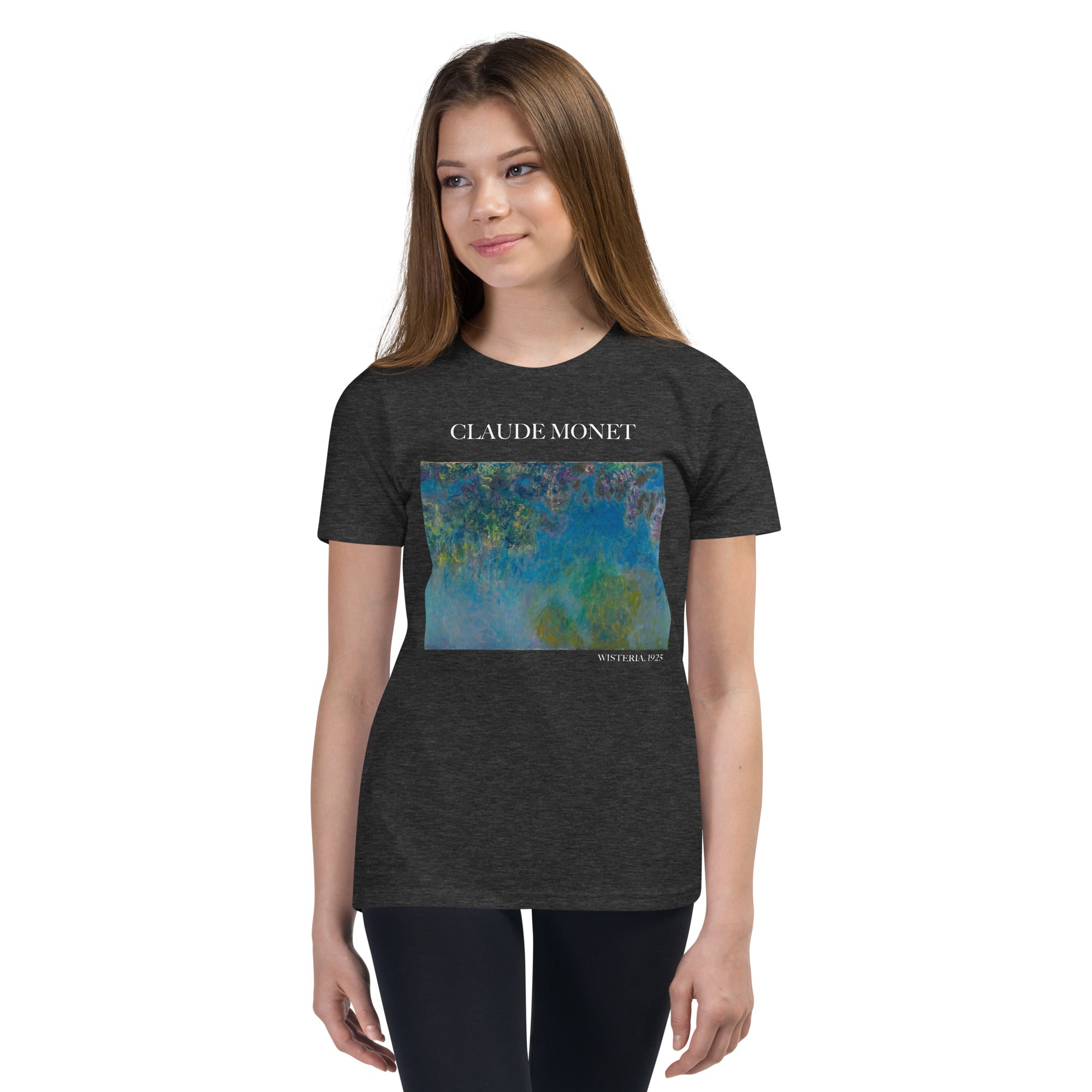 Claude Monet 'Wisteria' Famous Painting Short Sleeve T-Shirt | Premium Youth Art Tee