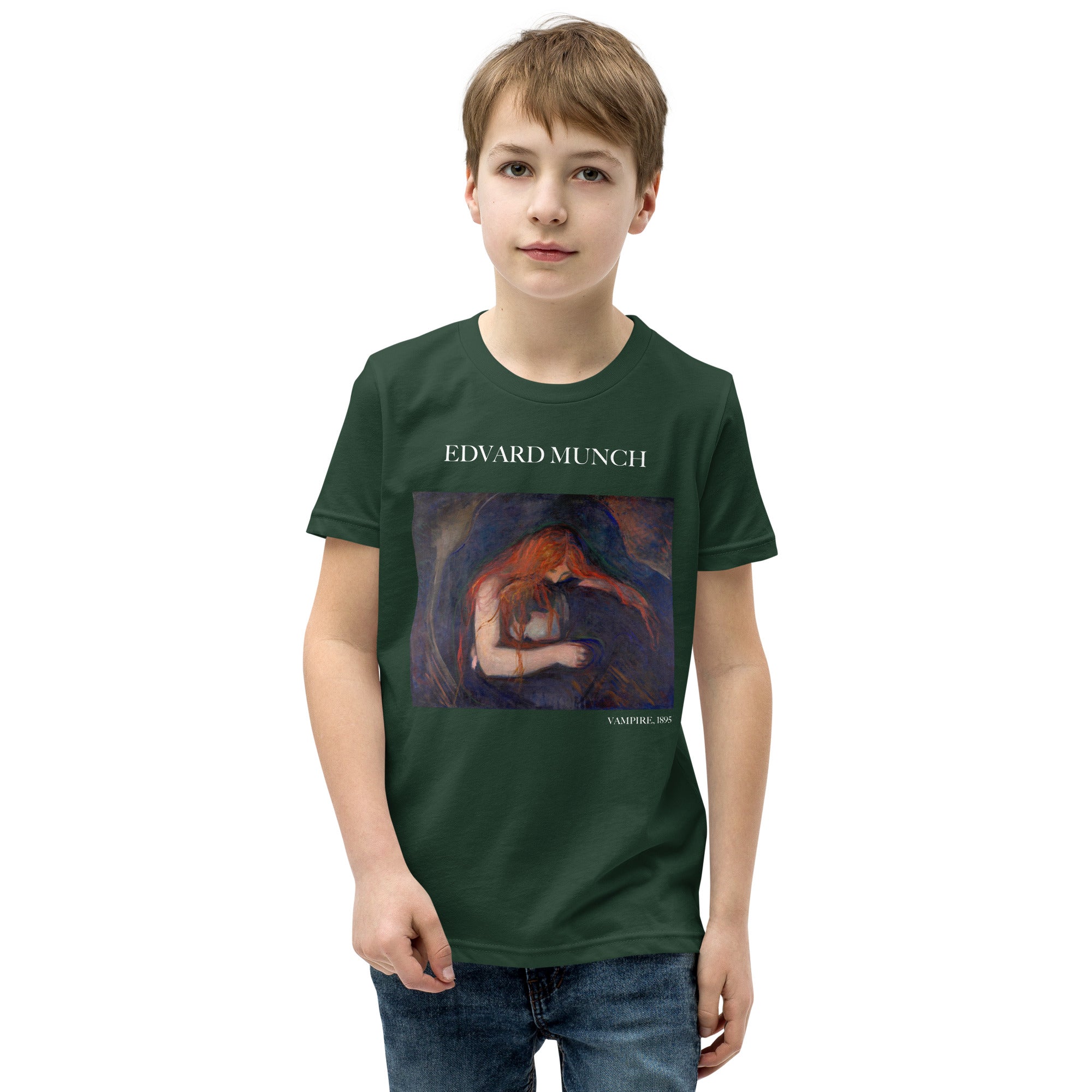 Edvard Munch „Vampir“ Berühmtes Gemälde Kurzärmeliges T-Shirt | Premium Jugend Art T-Shirt