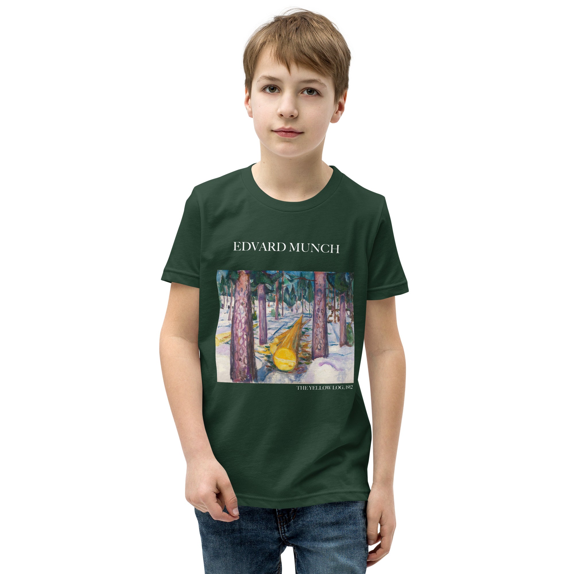 Edvard Munchs berühmtes Gemälde „Der gelbe Baumstamm“, kurzärmeliges T-Shirt | Premium-Kunst-T-Shirt für Jugendliche