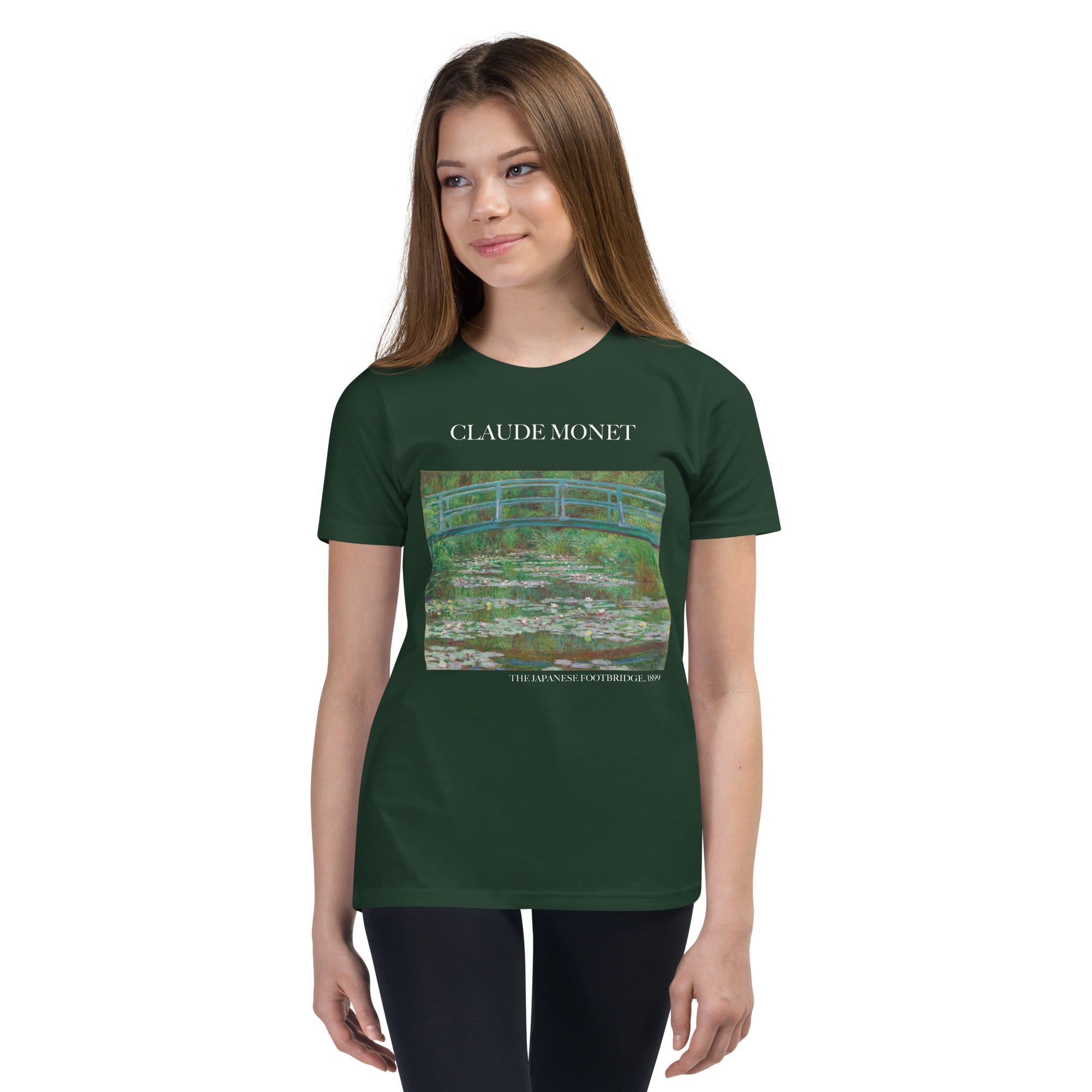 Claude Monet 'The Japanese Footbridge' Famous Painting Short Sleeve T-Shirt | Premium Youth Art Tee