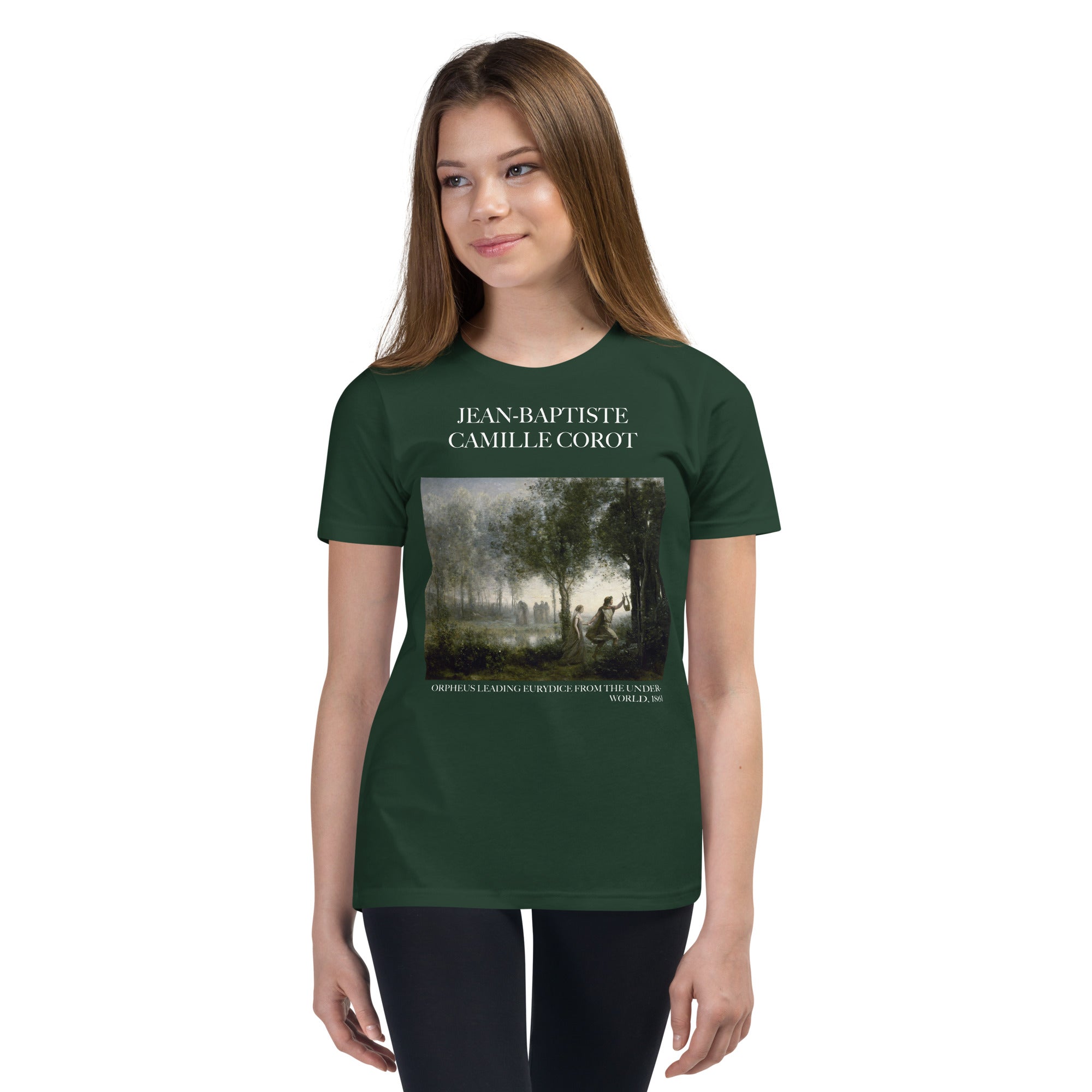 Jean-Baptiste Camille Corot 'Orpheus führt Eurydike aus der Unterwelt' Berühmtes Gemälde Kurzärmeliges T-Shirt | Premium Jugend Art T-Shirt