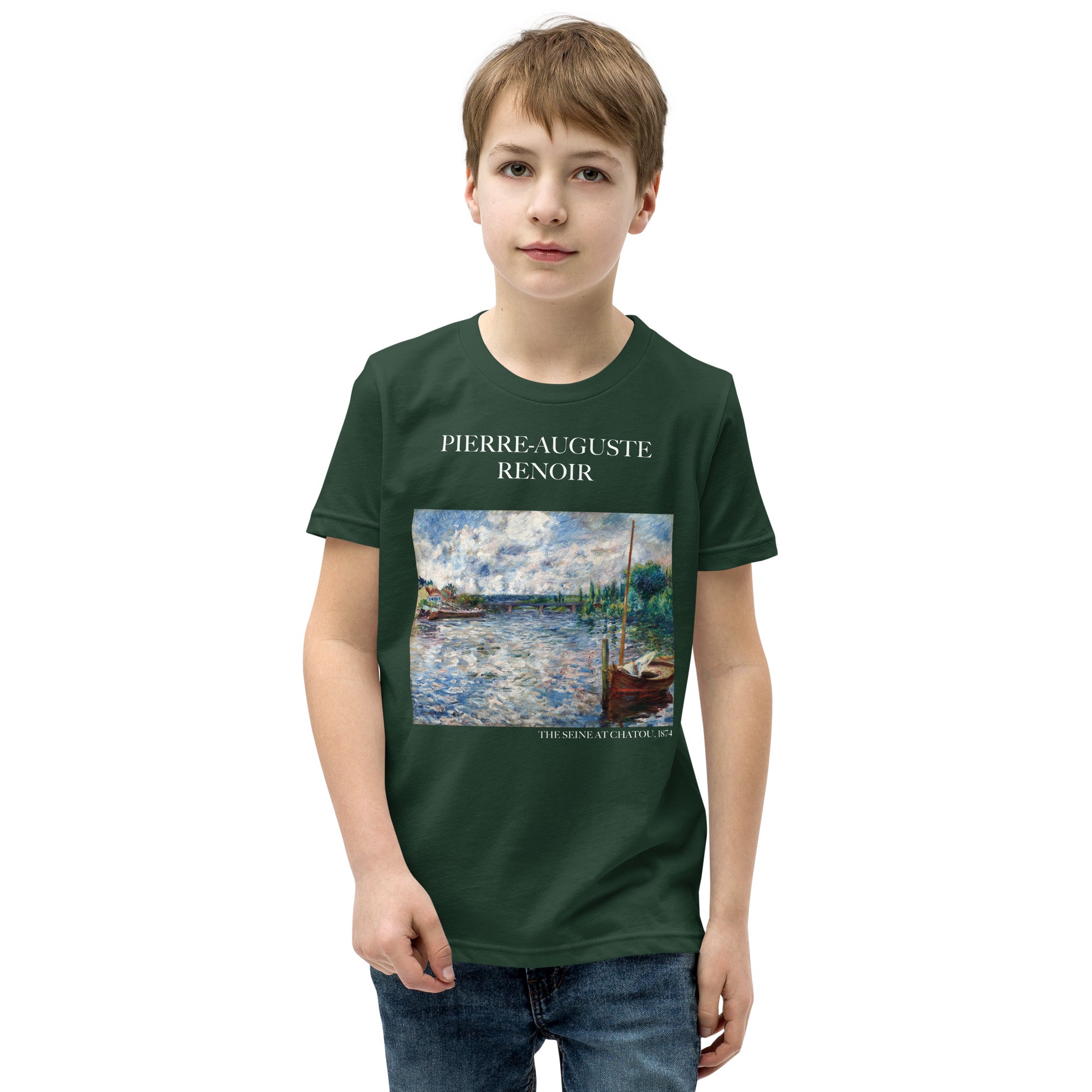 Pierre-Auguste Renoir 'The Seine at Chatou' Famous Painting Short Sleeve T-Shirt | Premium Youth Art Tee