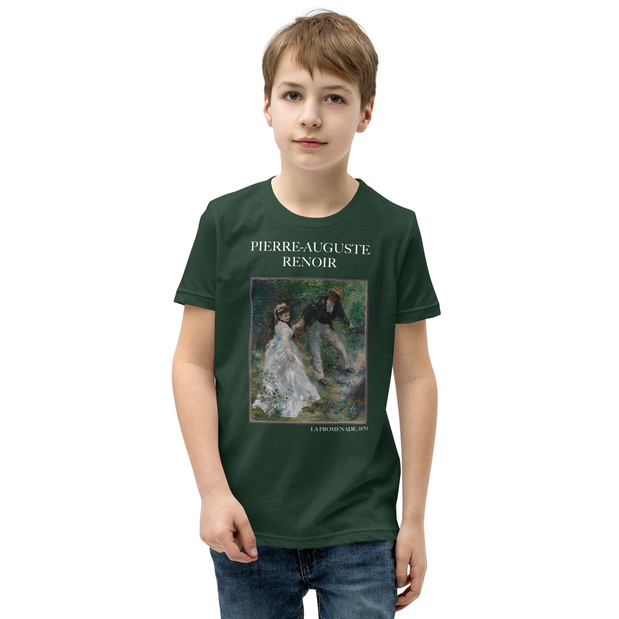 Pierre-Auguste Renoir 'La Promenade' Famous Painting Short Sleeve T-Shirt | Premium Youth Art Tee