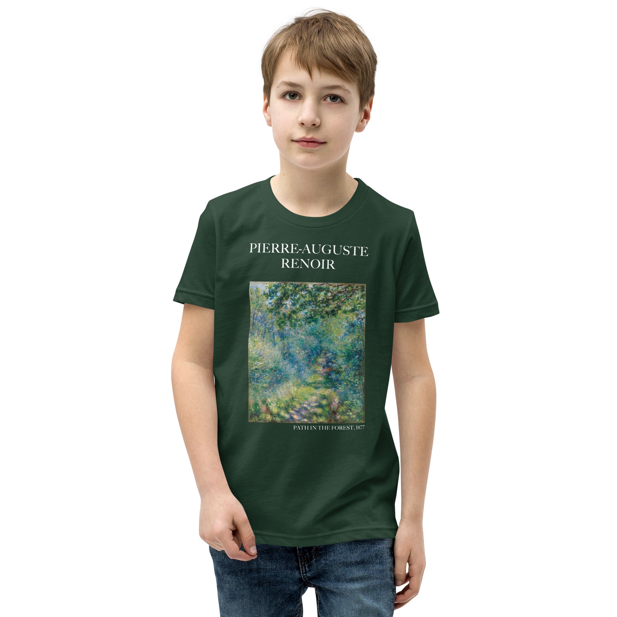 Pierre-Auguste Renoir 'Path in the Forest' Famous Painting Short Sleeve T-Shirt | Premium Youth Art Tee