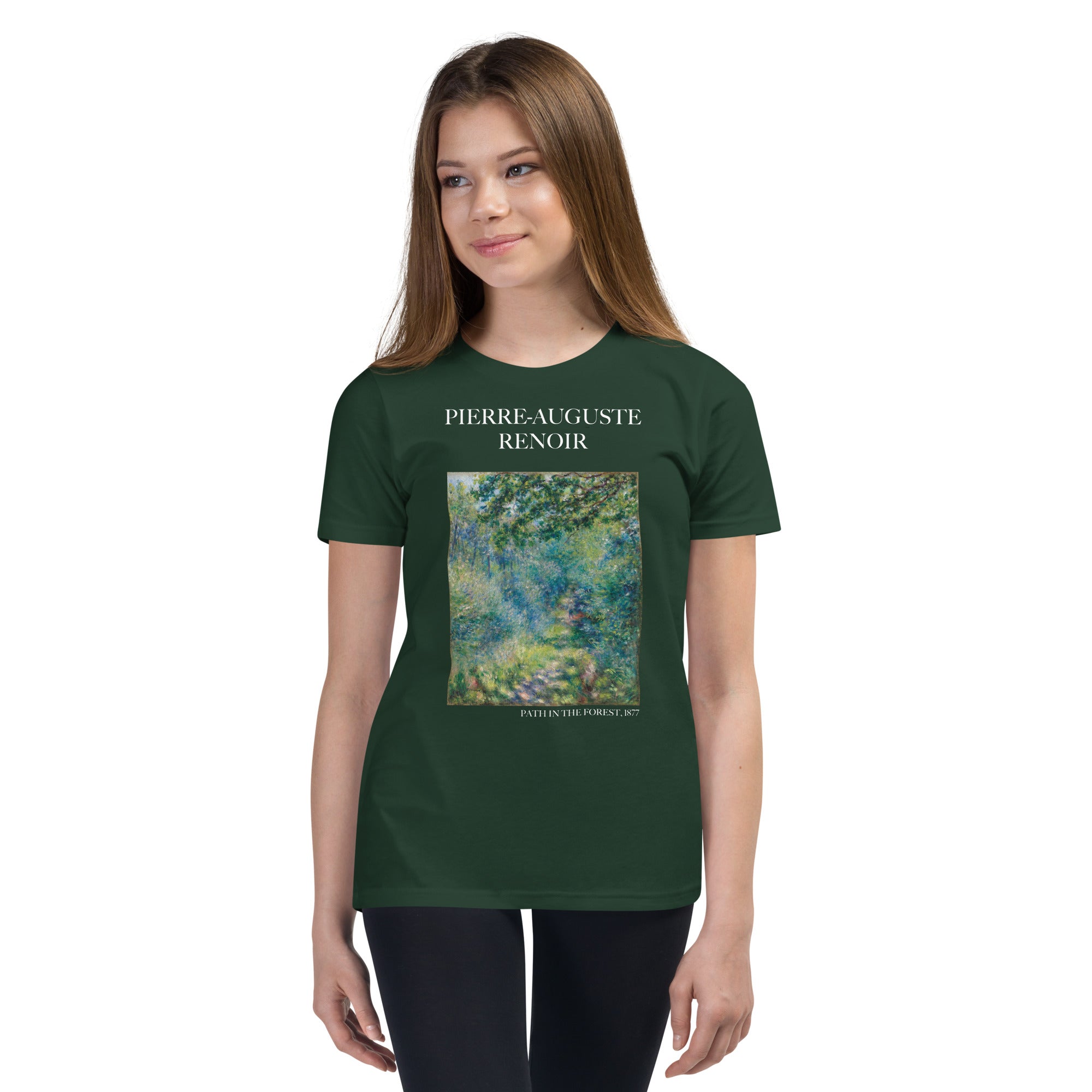 Pierre-Auguste Renoir - Kurzärmeliges T-Shirt „Weg im Wald“ – berühmtes Gemälde – Premium-Kunst-T-Shirt für Jugendliche