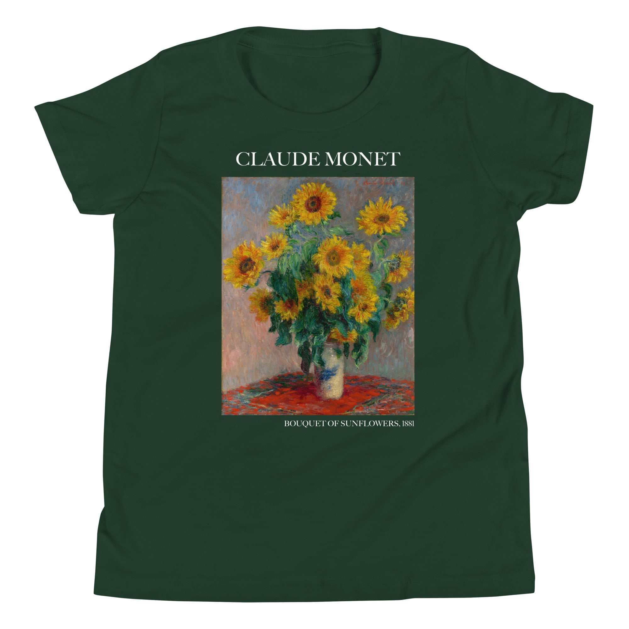 Claude Monet 'Bouquet of Sunflowers' Famous Painting Short Sleeve T-Shirt | Premium Youth Art Tee