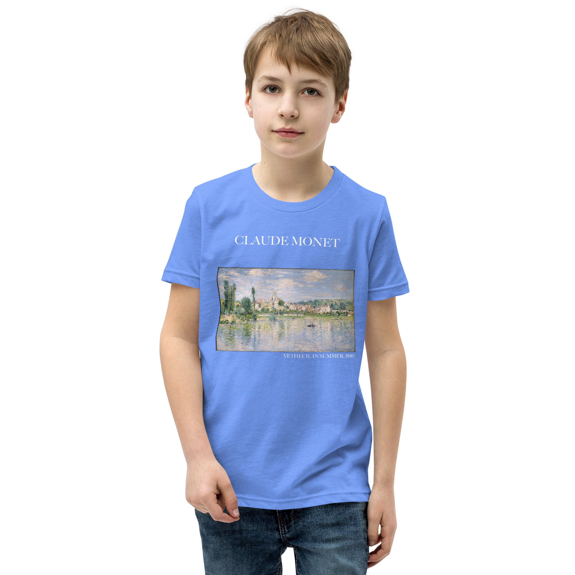 Claude Monet 'Vetheuil in Summer' Famous Painting Short Sleeve T-Shirt | Premium Youth Art Tee