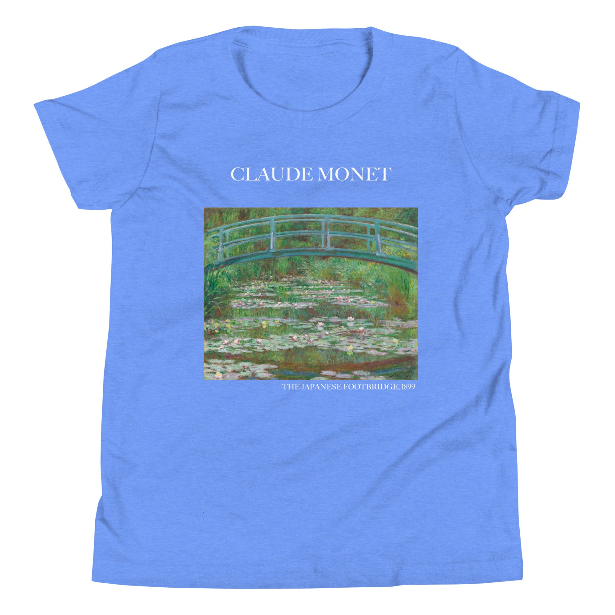 Claude Monet 'The Japanese Footbridge' Famous Painting Short Sleeve T-Shirt | Premium Youth Art Tee