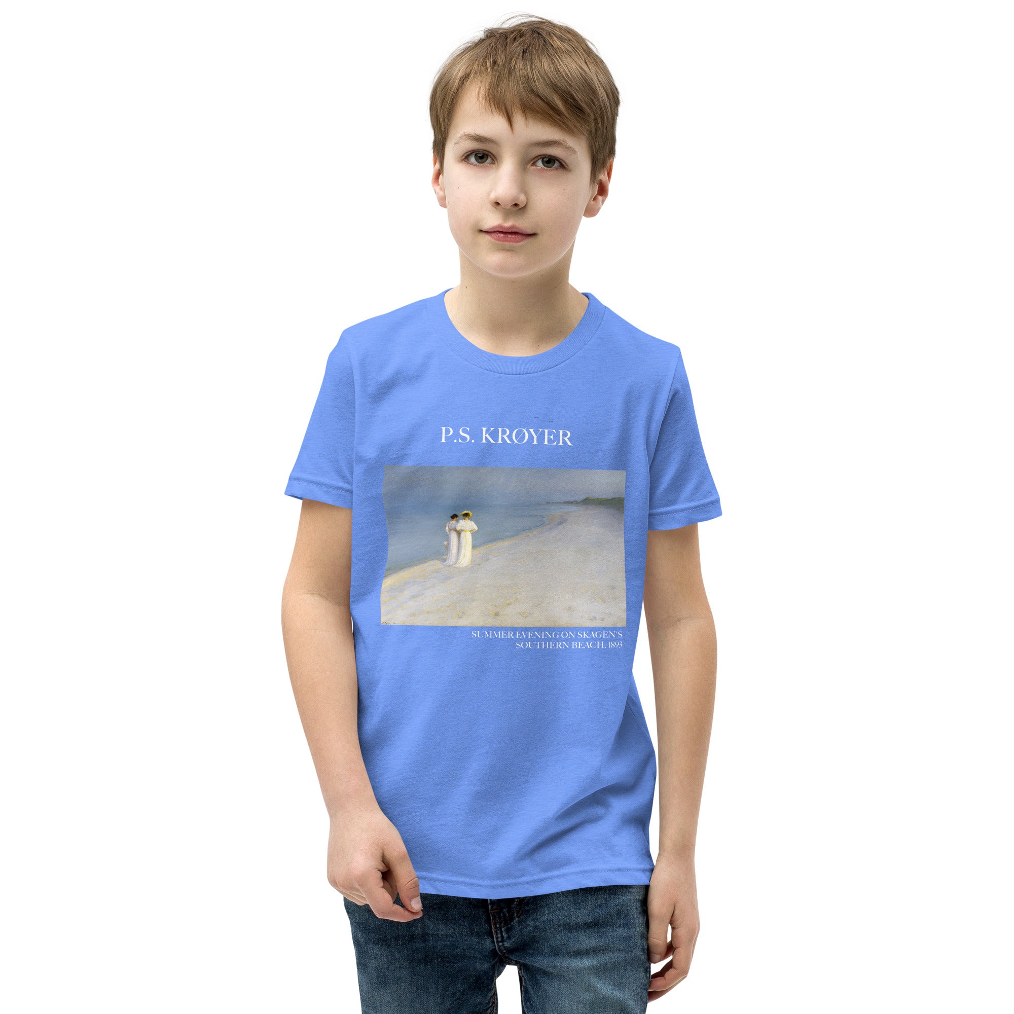 P.S. Krøyer 'Summer Evening on Skagen's Southern Beach' Famous Painting Short Sleeve T-Shirt | Premium Youth Art Tee