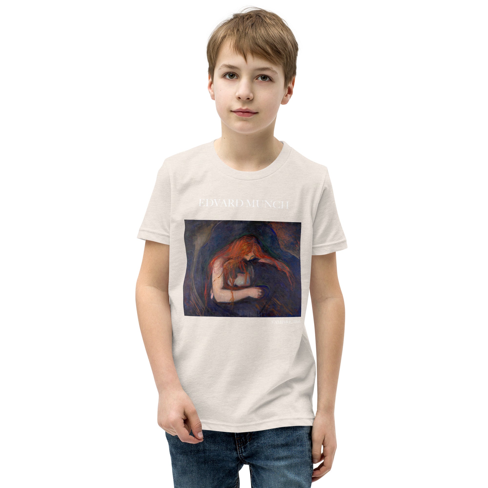 Edvard Munch „Vampir“ Berühmtes Gemälde Kurzärmeliges T-Shirt | Premium Jugend Art T-Shirt