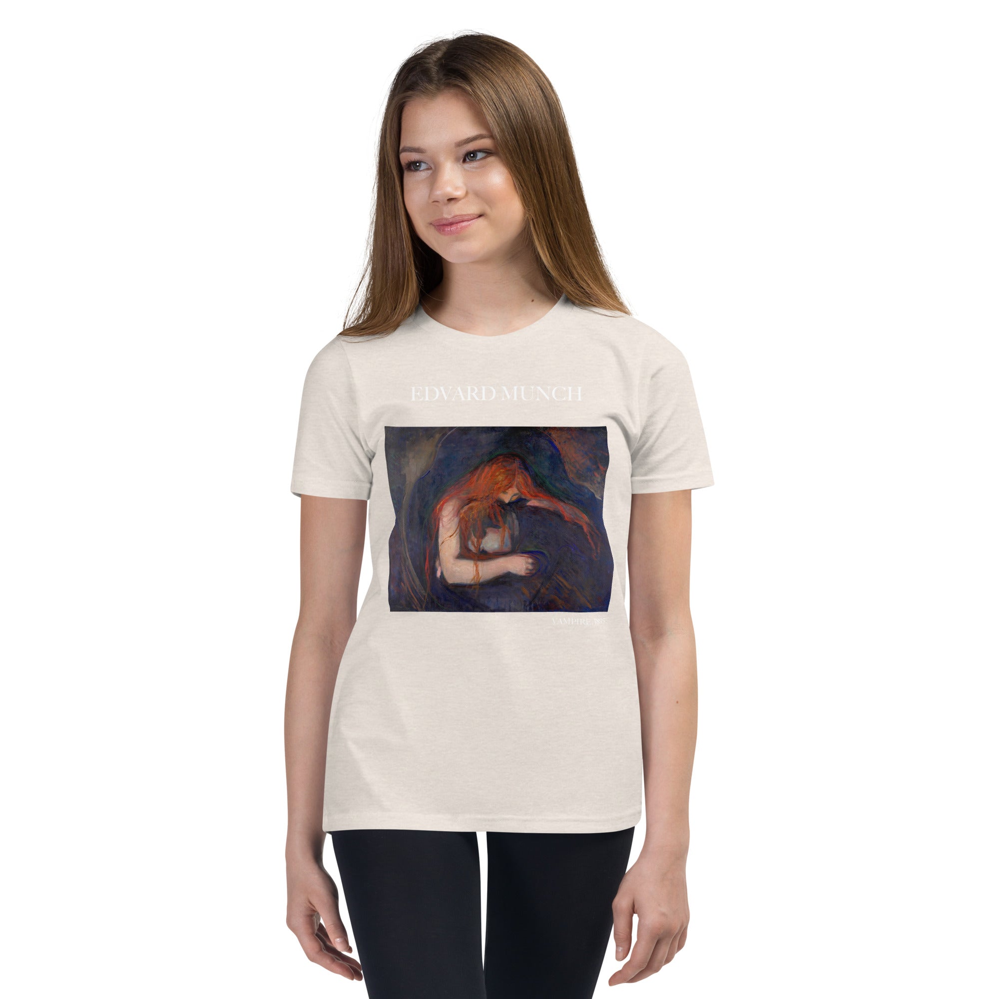 Edvard Munch „Vampir“ Berühmtes Gemälde Kurzärmeliges T-Shirt | Premium Jugend Art T-Shirt