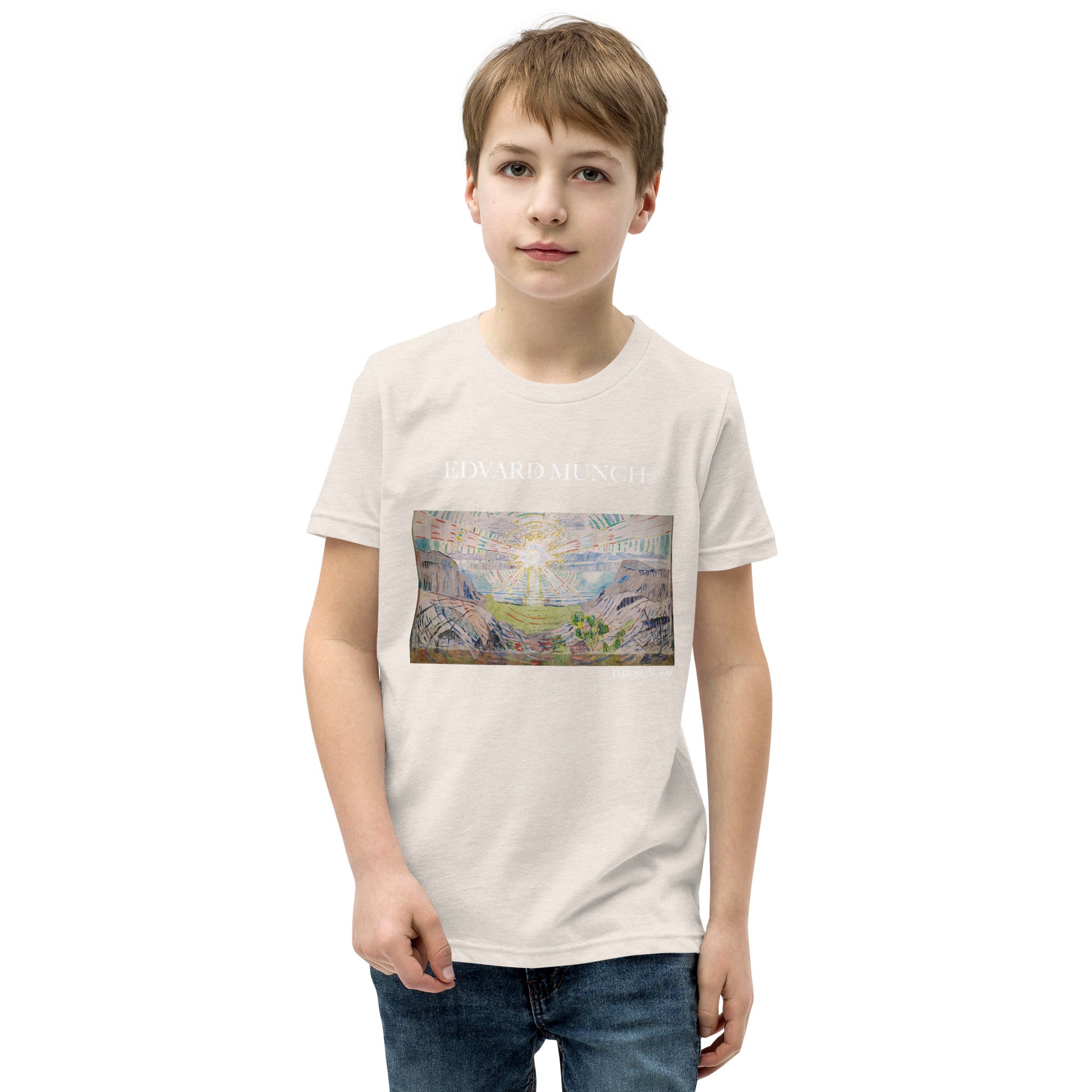 Edvard Munch „Die Sonne“, berühmtes Gemälde, kurzärmeliges T-Shirt | Premium-Kunst-T-Shirt für Jugendliche