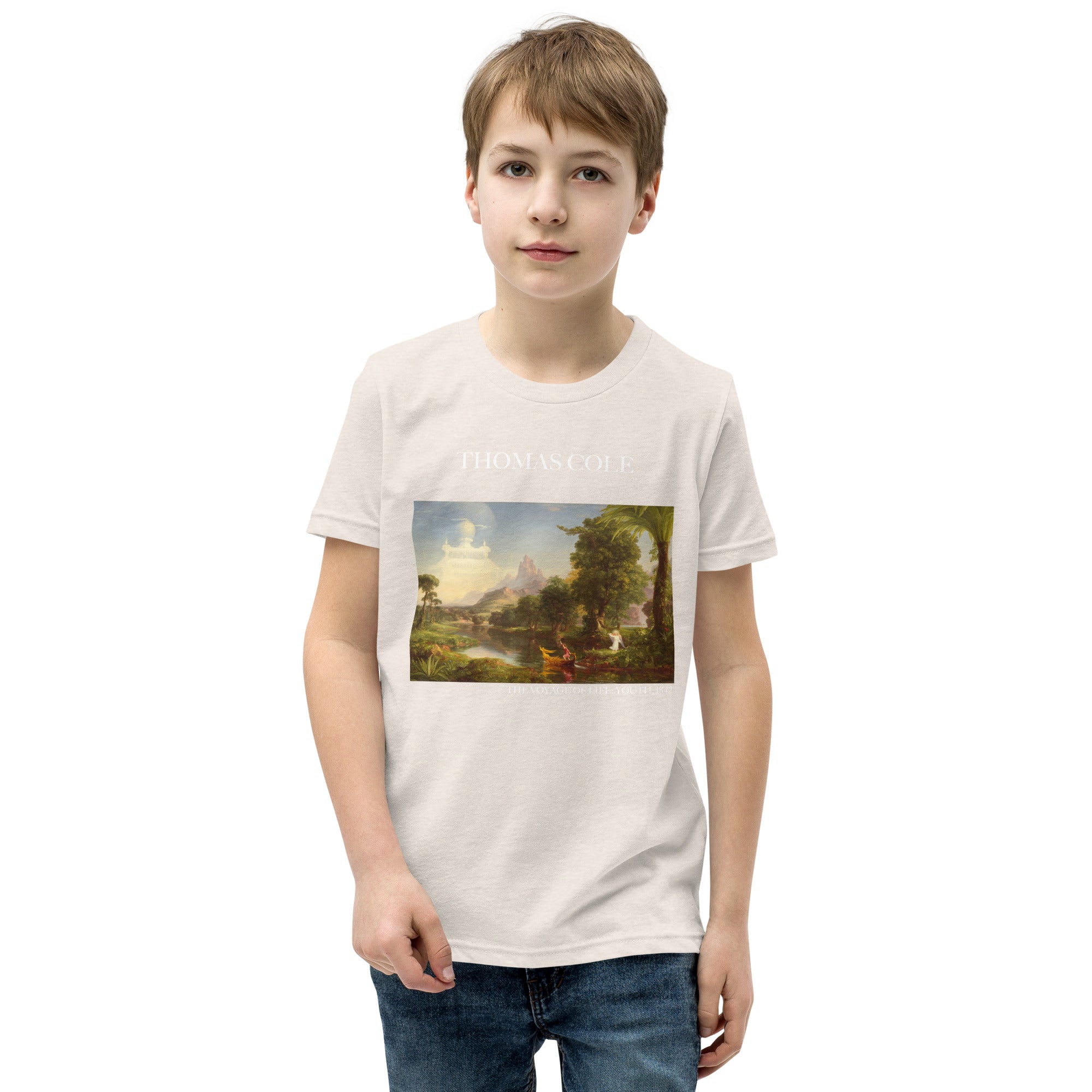 Thomas Cole „Die Reise des Lebens: Jugend“ Berühmtes Gemälde Kurzärmeliges T-Shirt | Premium Jugend-Kunst-T-Shirt
