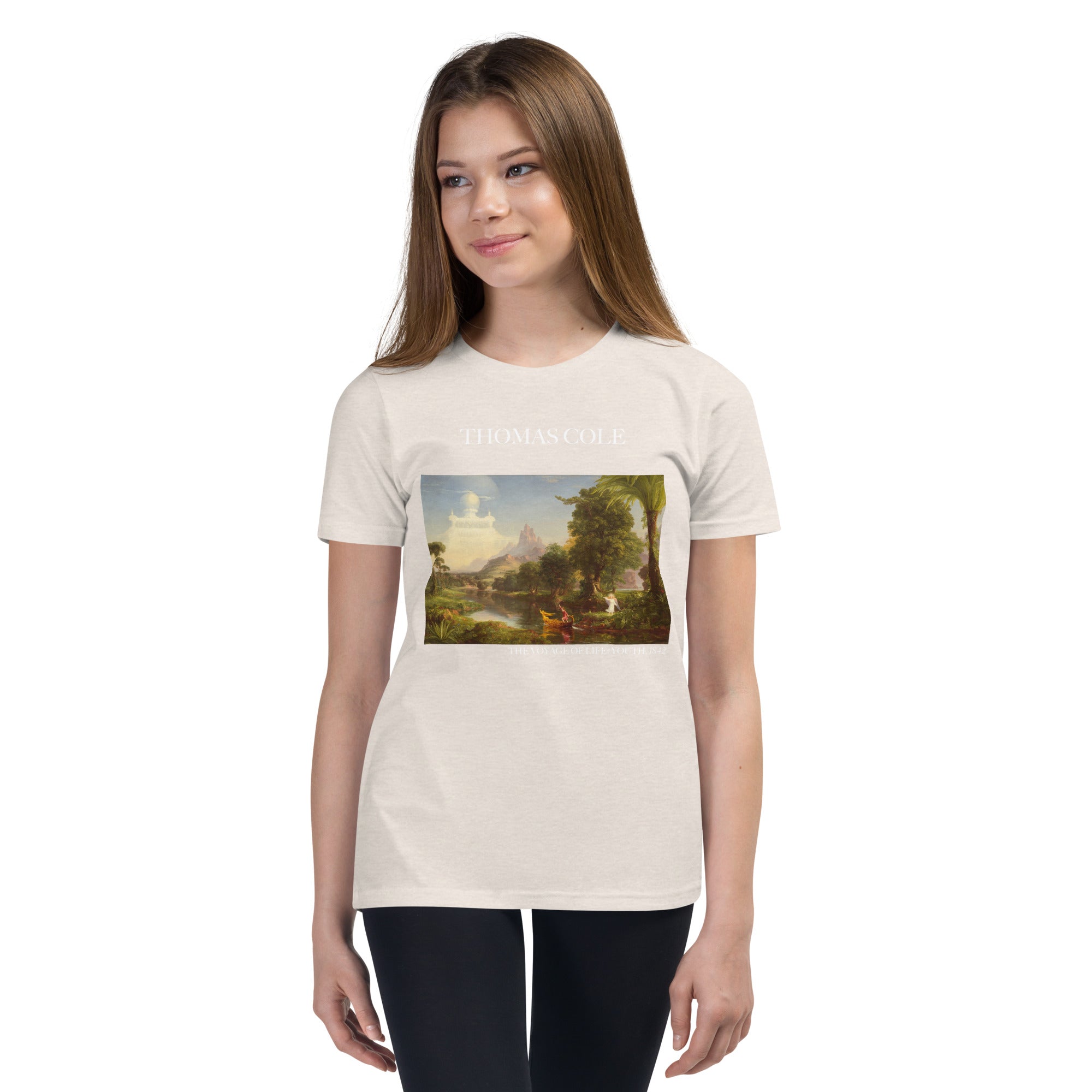 Thomas Cole „Die Reise des Lebens: Jugend“ Berühmtes Gemälde Kurzärmeliges T-Shirt | Premium Jugend-Kunst-T-Shirt