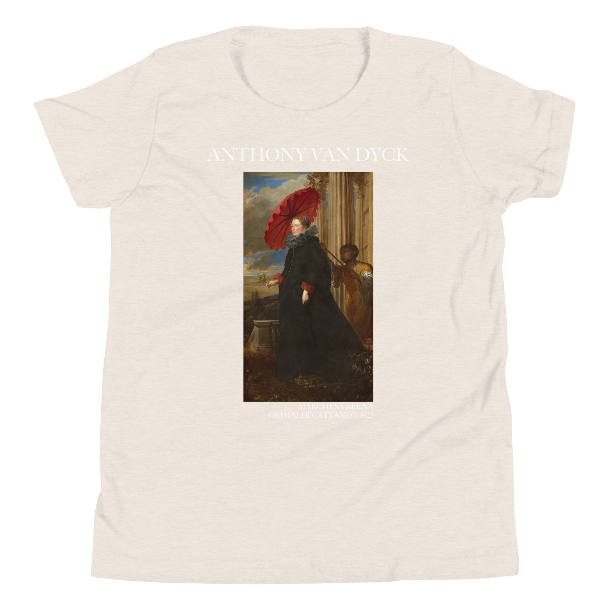 Sir Anthony van Dyck 'Marchesa Elena Grimaldi Cattaneo' Famous Painting Short Sleeve T-Shirt | Premium Youth Art Tee