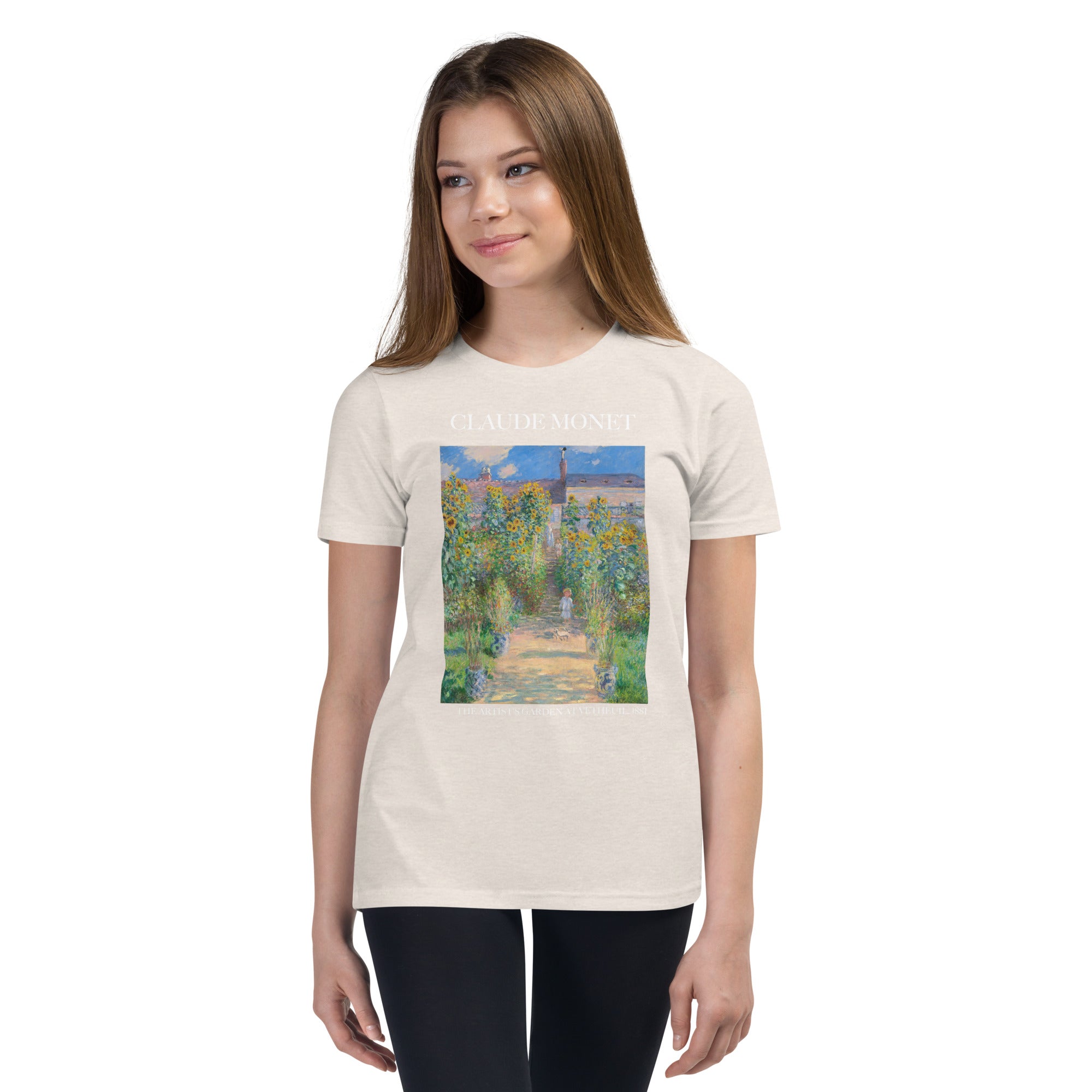 Claude Monet 'The Artist's Garden at Vétheuil' Famous Painting Short Sleeve T-Shirt | Premium Youth Art Tee