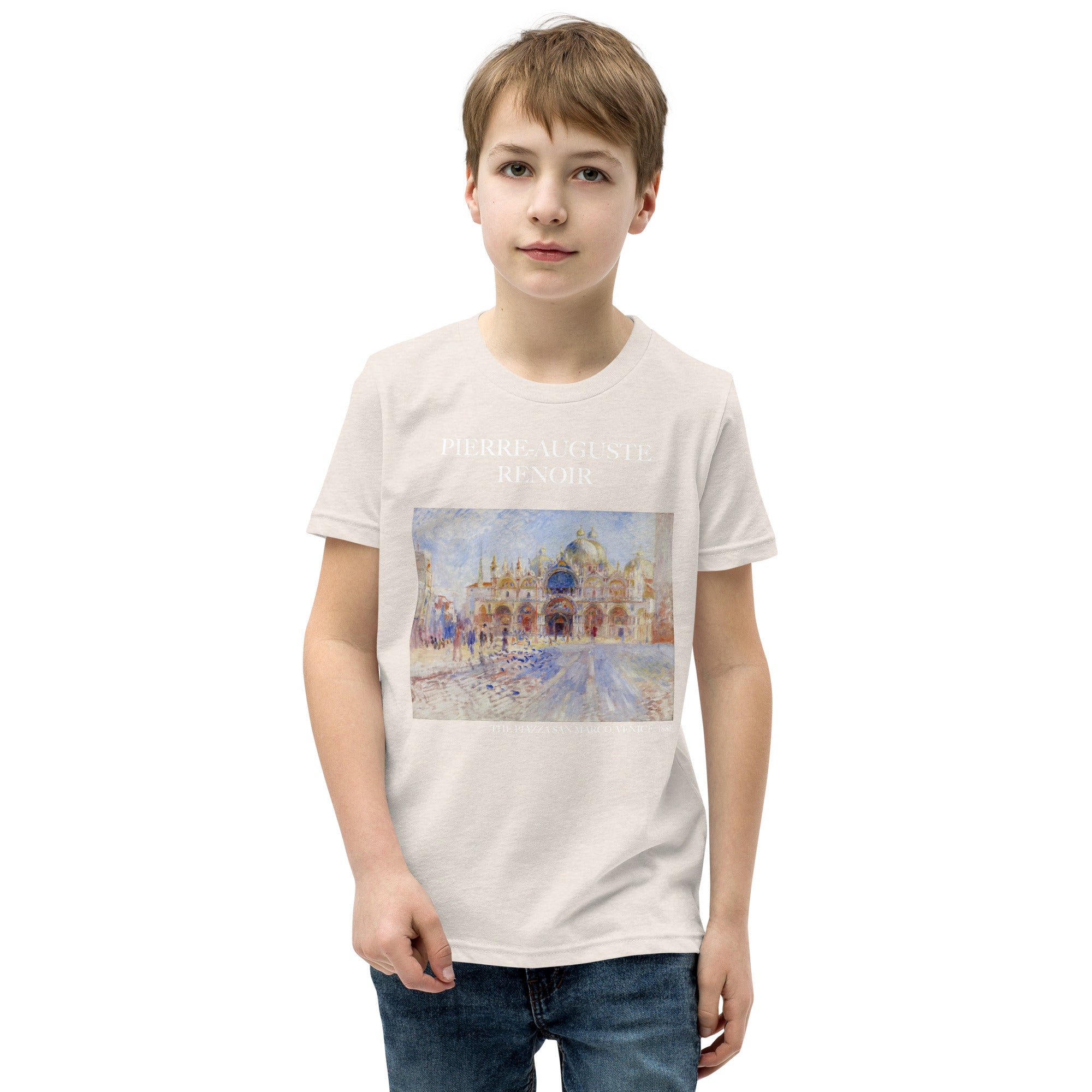 Pierre-Auguste Renoir - Kurzärmeliges T-Shirt mit berühmtem Gemälde „Der Markusplatz in Venedig“ | Premium-Kunst-T-Shirt für Jugendliche