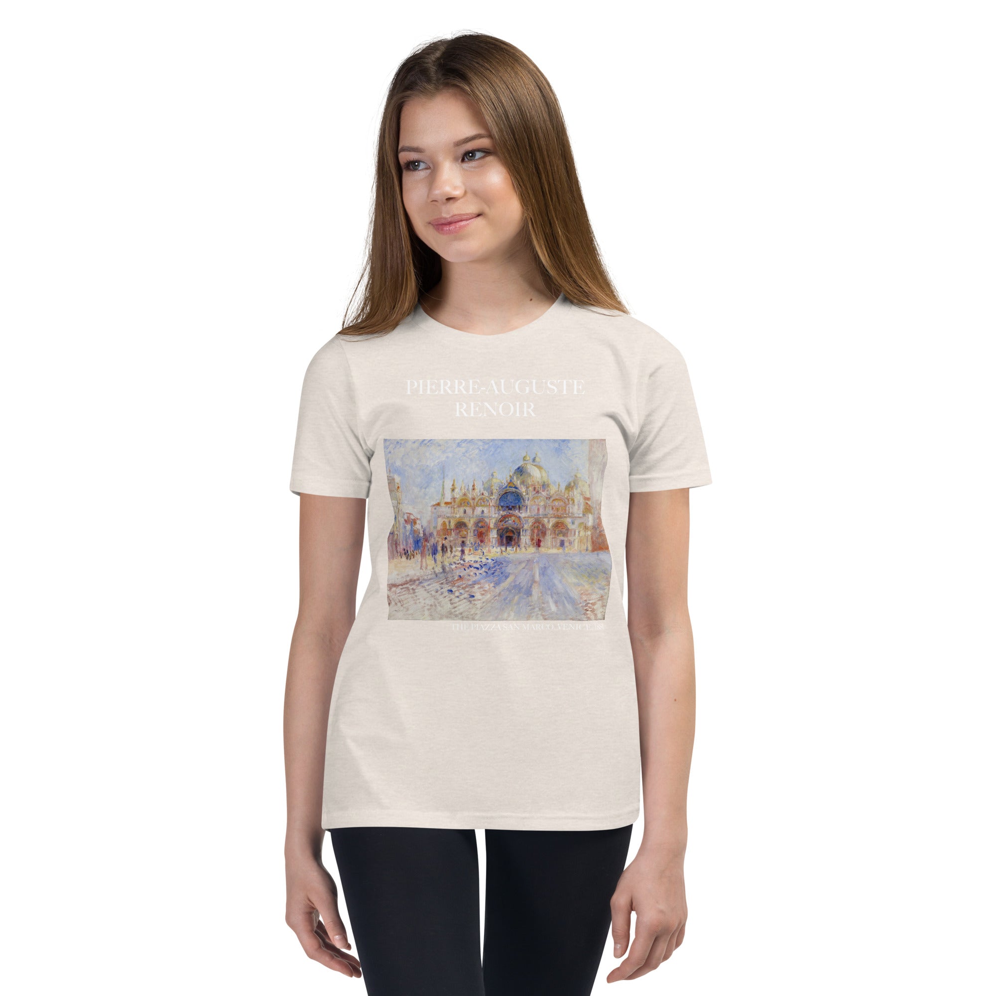 Pierre-Auguste Renoir - Kurzärmeliges T-Shirt mit berühmtem Gemälde „Der Markusplatz in Venedig“ | Premium-Kunst-T-Shirt für Jugendliche