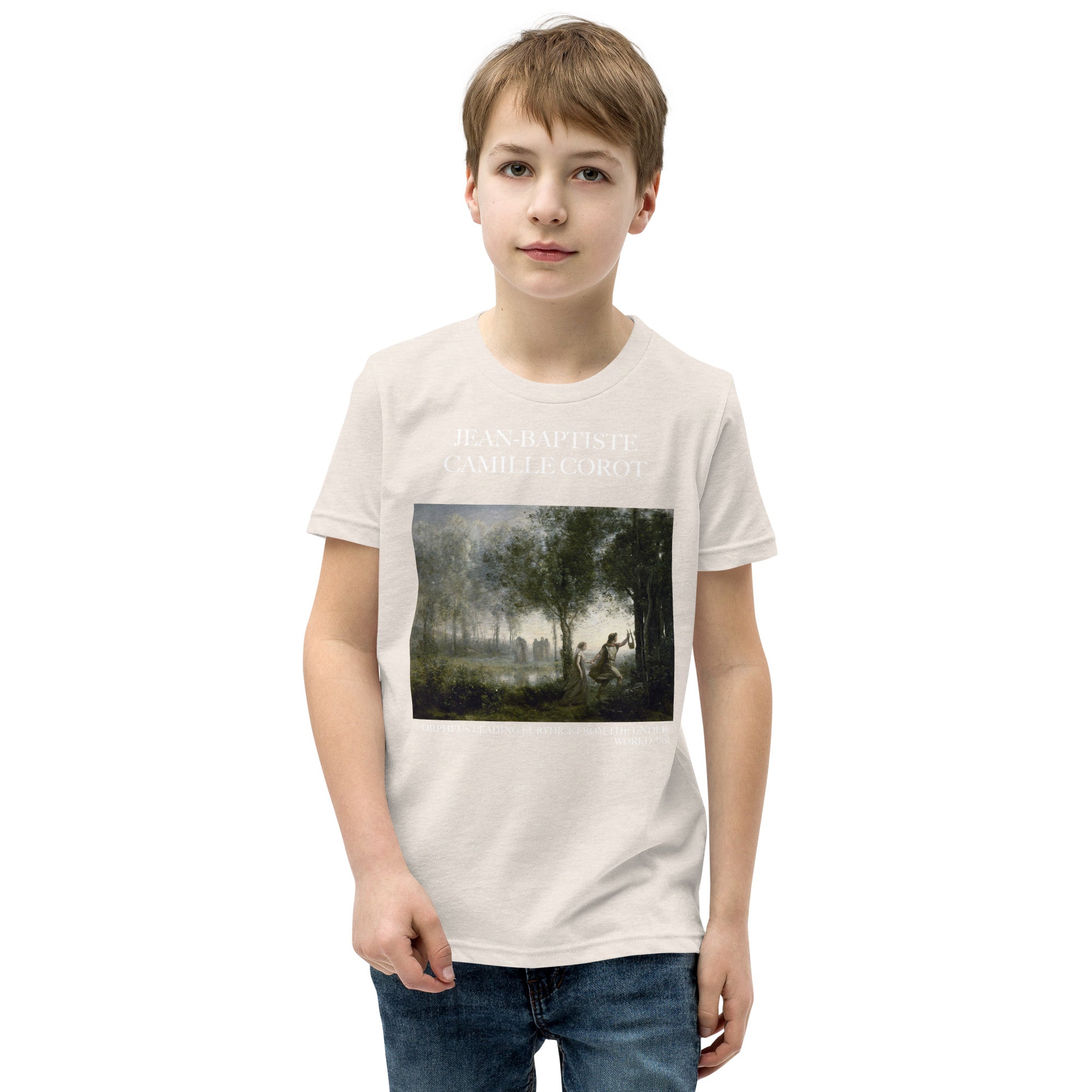 Jean-Baptiste Camille Corot 'Orpheus führt Eurydike aus der Unterwelt' Berühmtes Gemälde Kurzärmeliges T-Shirt | Premium Jugend Art T-Shirt