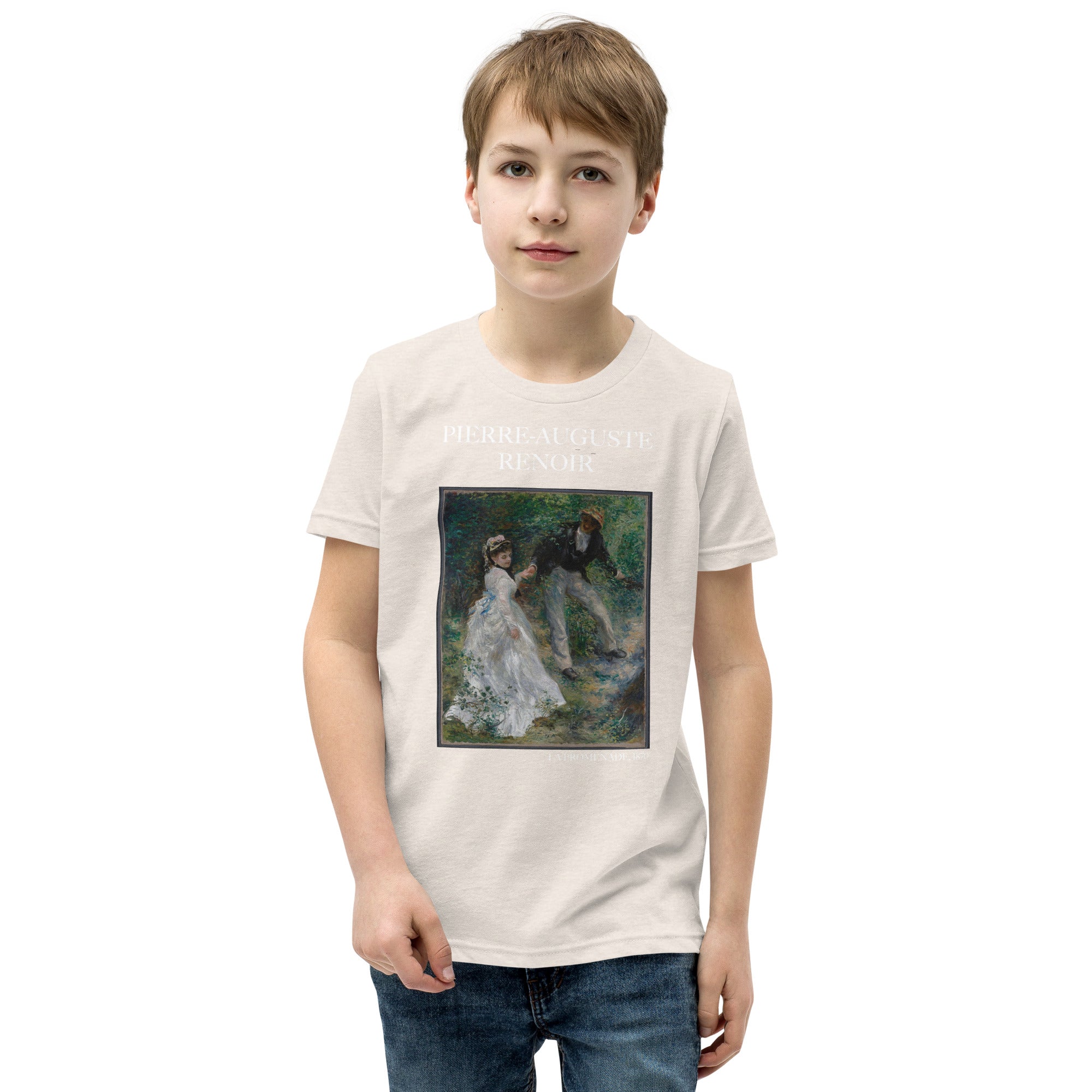 Pierre-Auguste Renoir 'La Promenade' Berühmtes Gemälde Kurzärmeliges T-Shirt | Premium Jugend Kunst T-Shirt