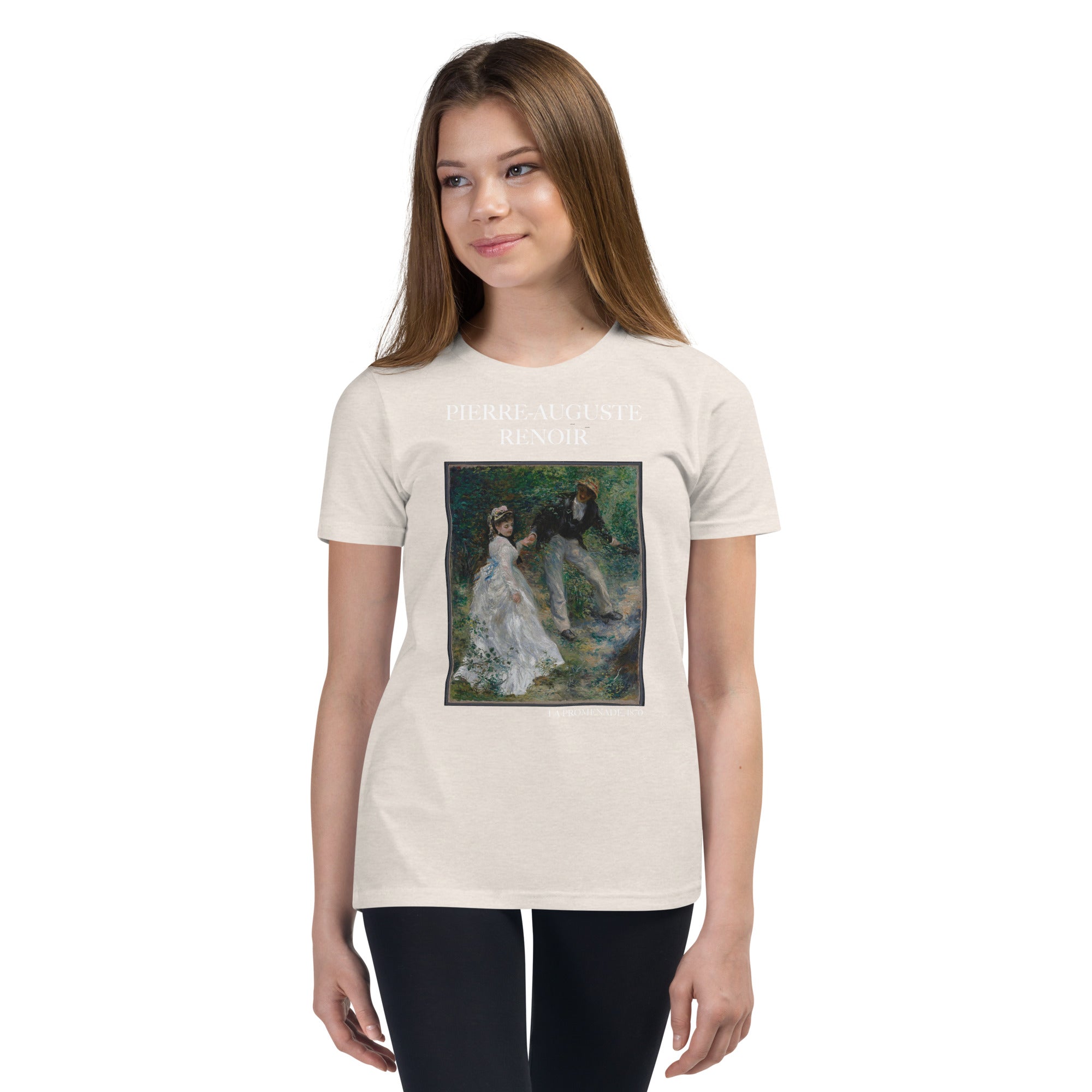 Pierre-Auguste Renoir 'La Promenade' Berühmtes Gemälde Kurzärmeliges T-Shirt | Premium Jugend Kunst T-Shirt